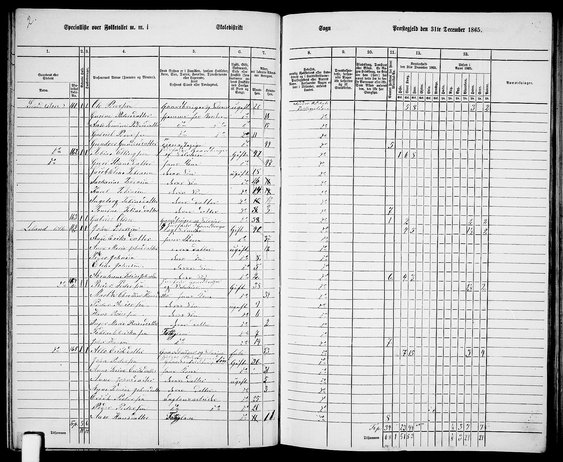 RA, 1865 census for Nord-Audnedal, 1865, p. 52