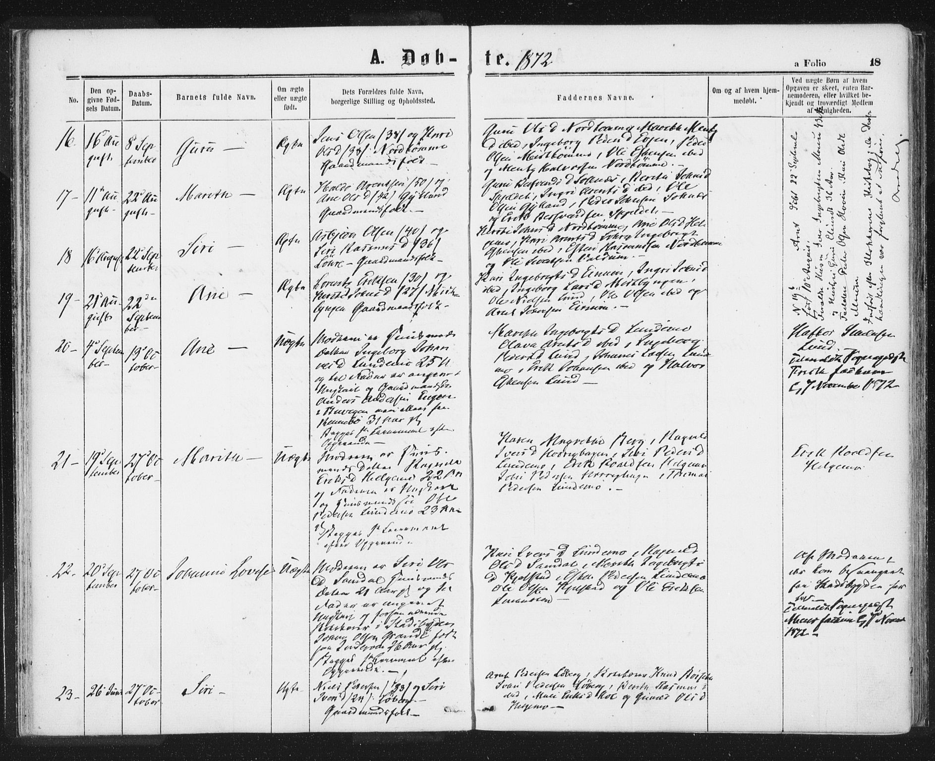 Ministerialprotokoller, klokkerbøker og fødselsregistre - Sør-Trøndelag, AV/SAT-A-1456/692/L1104: Parish register (official) no. 692A04, 1862-1878, p. 18