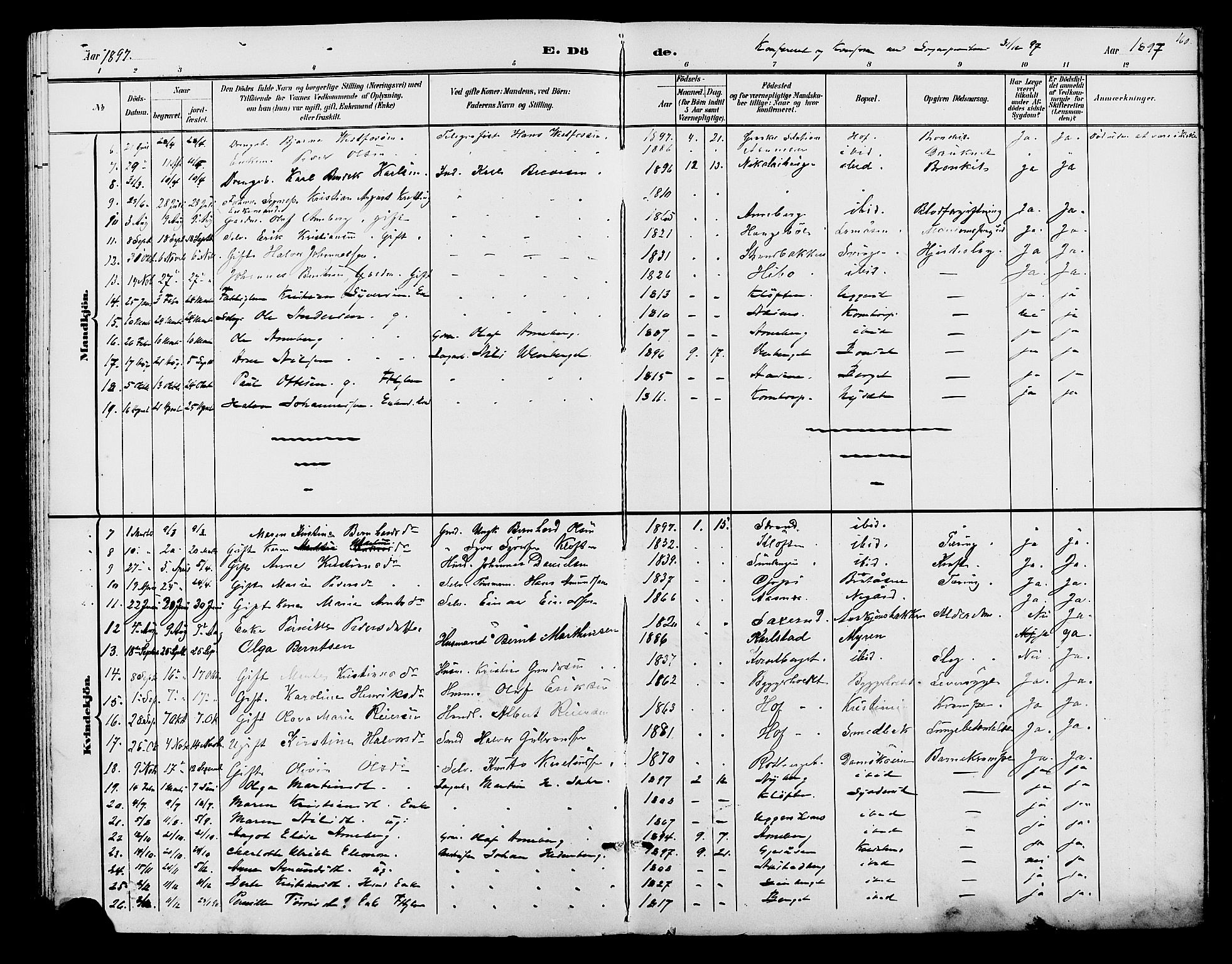 Hof prestekontor, AV/SAH-PREST-038/H/Ha/Hab/L0001: Parish register (copy) no. 1, 1895-1914, p. 160