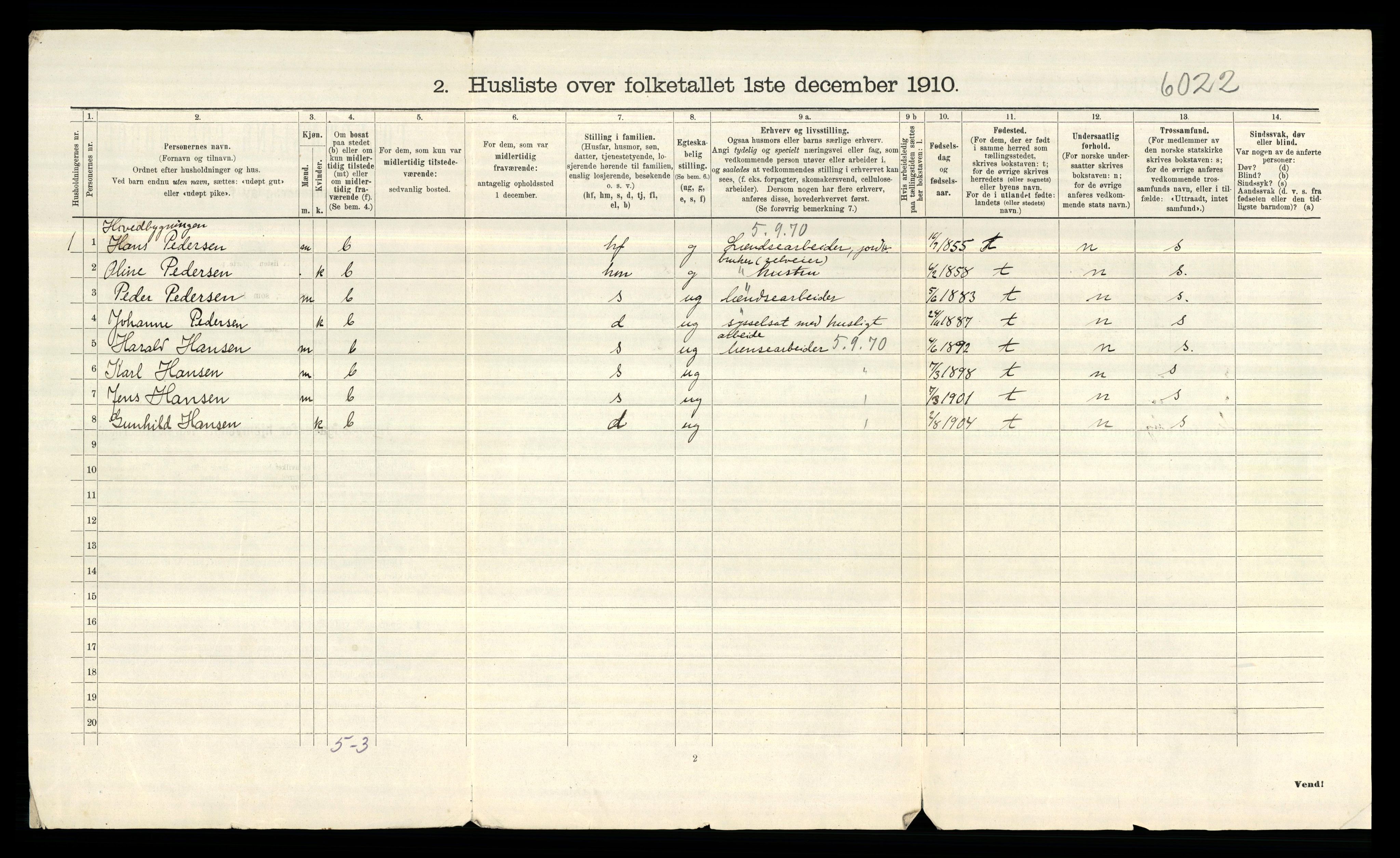 RA, 1910 census for Tune, 1910, p. 1819