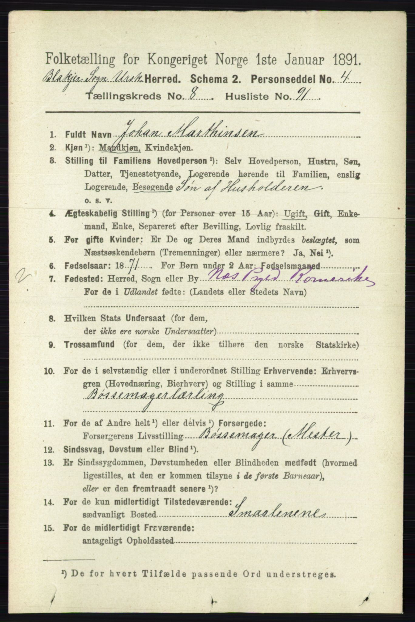 RA, 1891 census for 0224 Aurskog, 1891, p. 4413