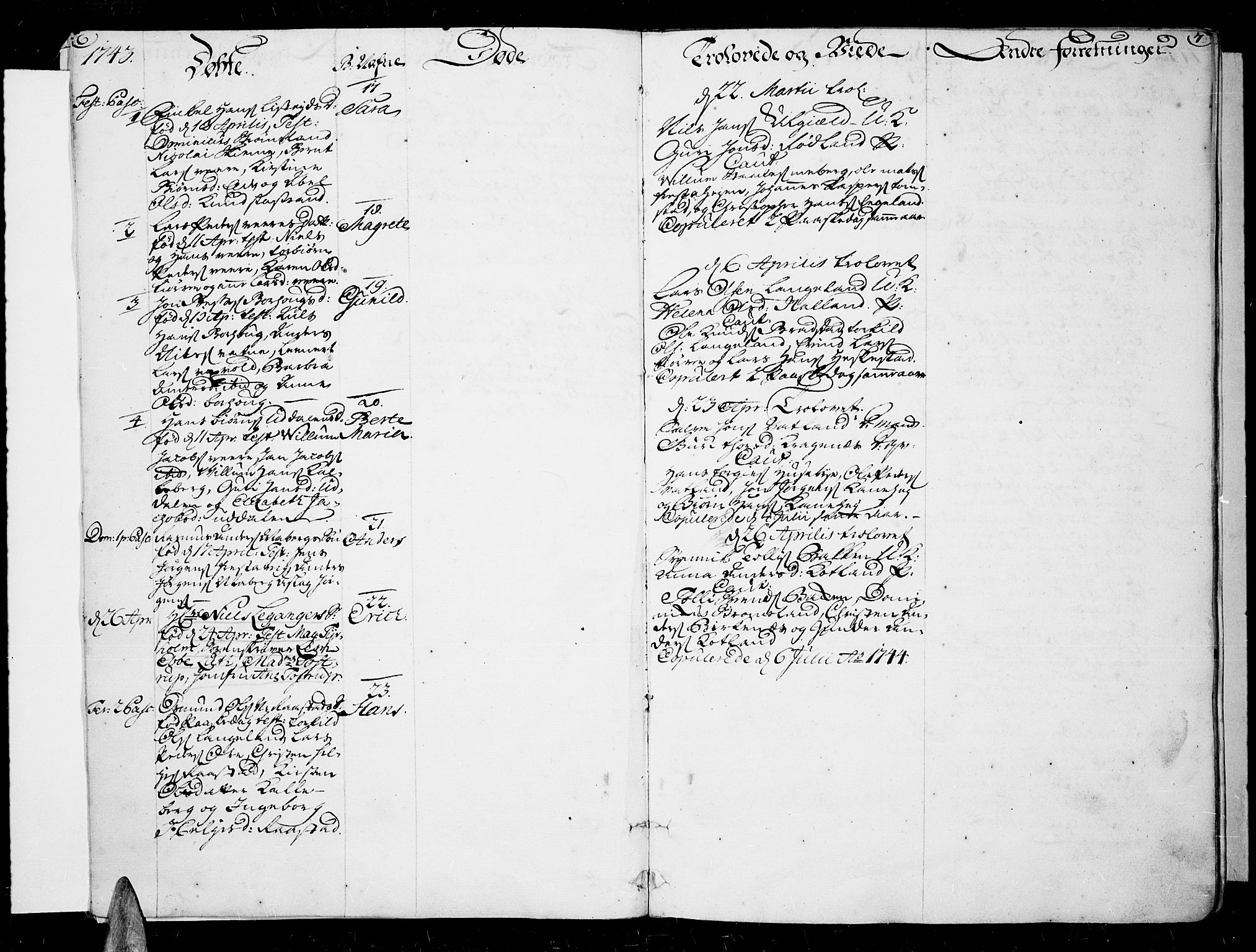 Lista sokneprestkontor, AV/SAK-1111-0027/F/Fa/L0003: Parish register (official) no. A 3 /1, 1743-1767, p. 6-7