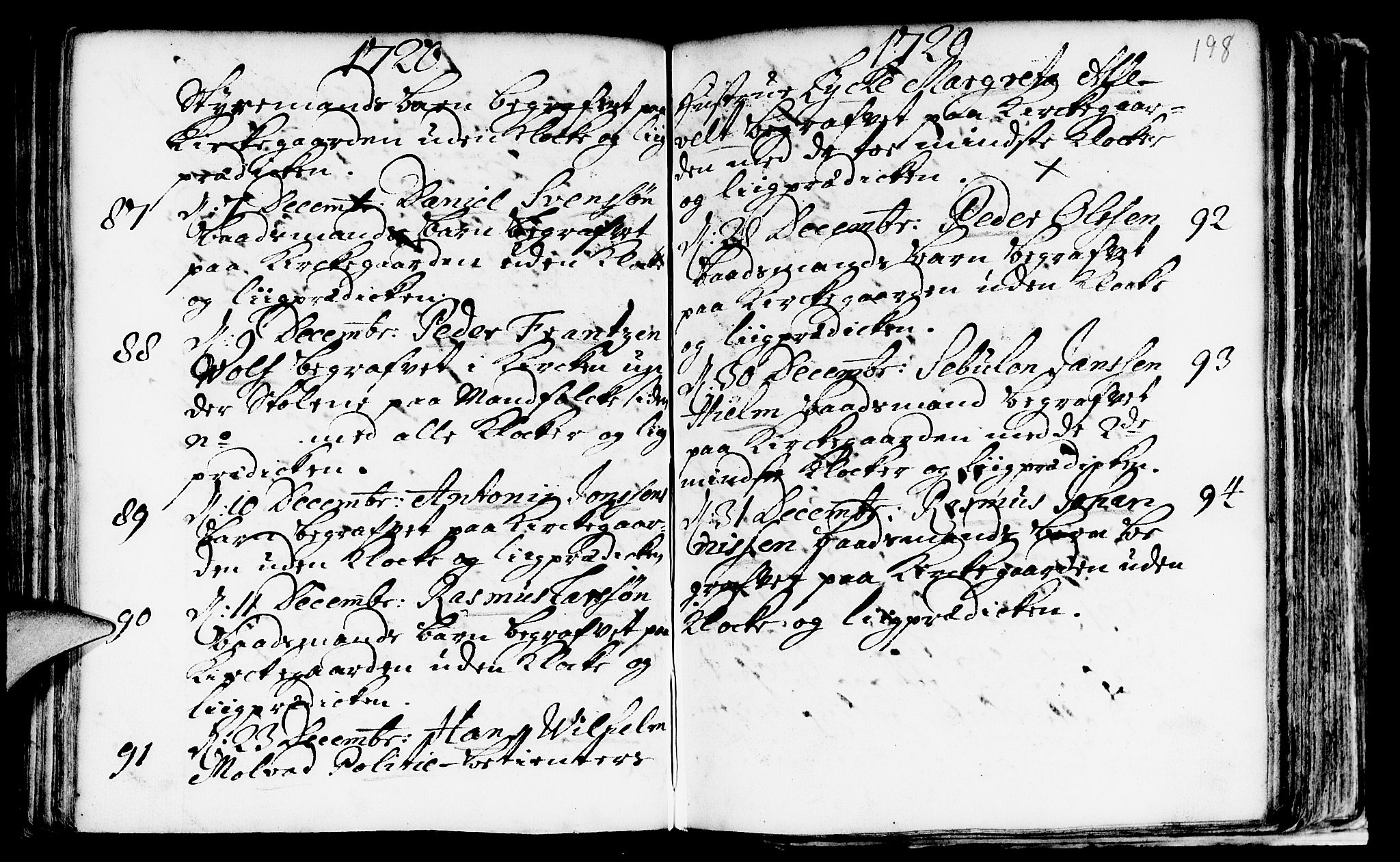 Nykirken Sokneprestembete, AV/SAB-A-77101/H/Haa/L0009: Parish register (official) no. A 9, 1689-1759, p. 198