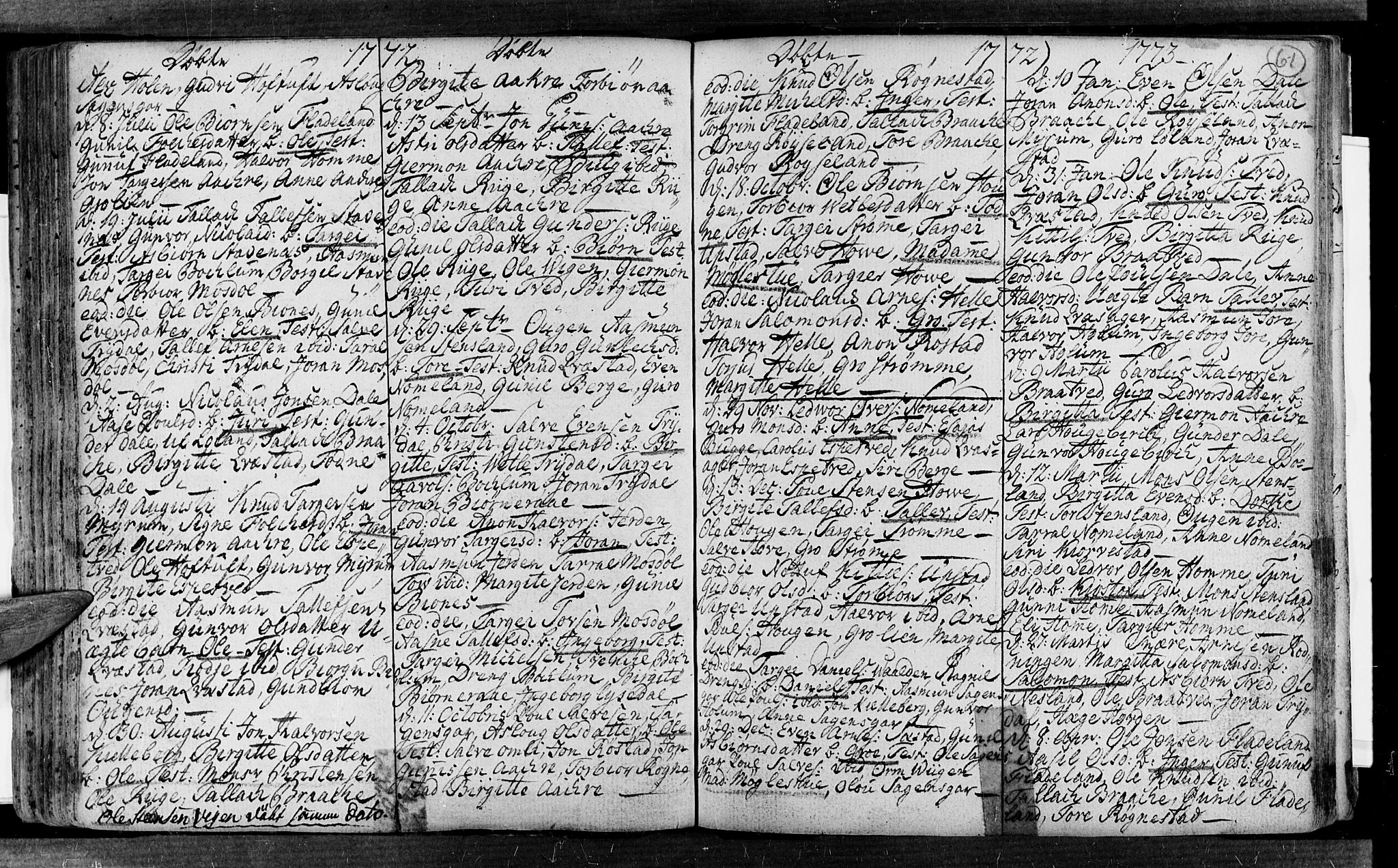 Valle sokneprestkontor, SAK/1111-0044/F/Fa/Fac/L0002: Parish register (official) no. A 2, 1745-1776, p. 61