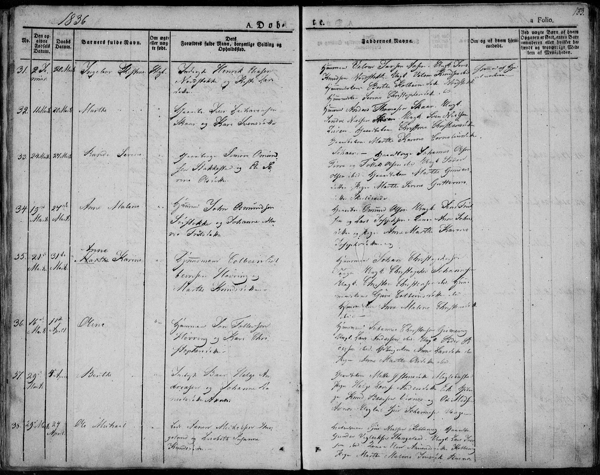 Avaldsnes sokneprestkontor, SAST/A -101851/H/Ha/Haa/L0005: Parish register (official) no. A 5.1, 1825-1841, p. 133