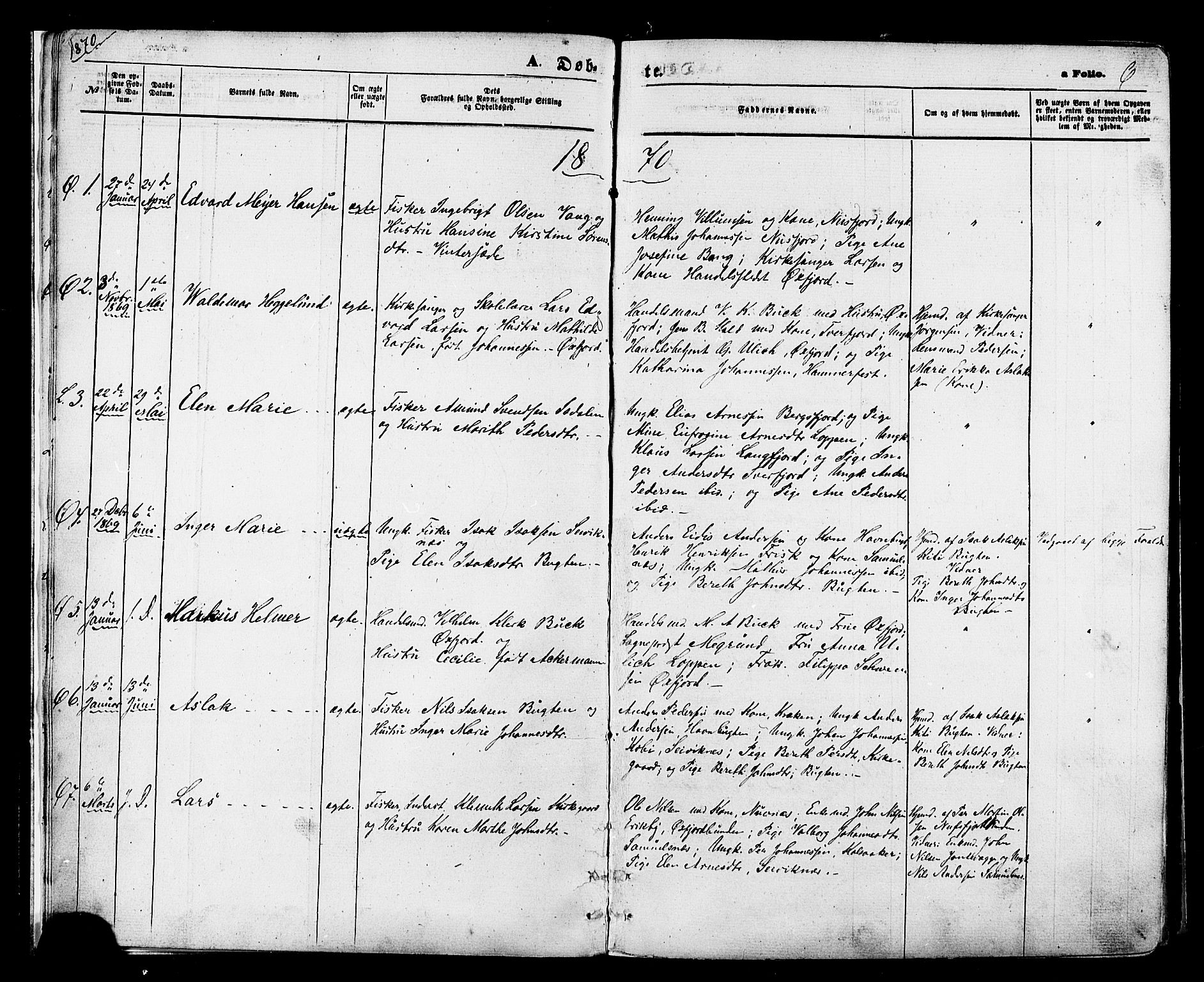 Loppa sokneprestkontor, SATØ/S-1339/H/Ha/L0005kirke: Parish register (official) no. 5, 1869-1878, p. 6