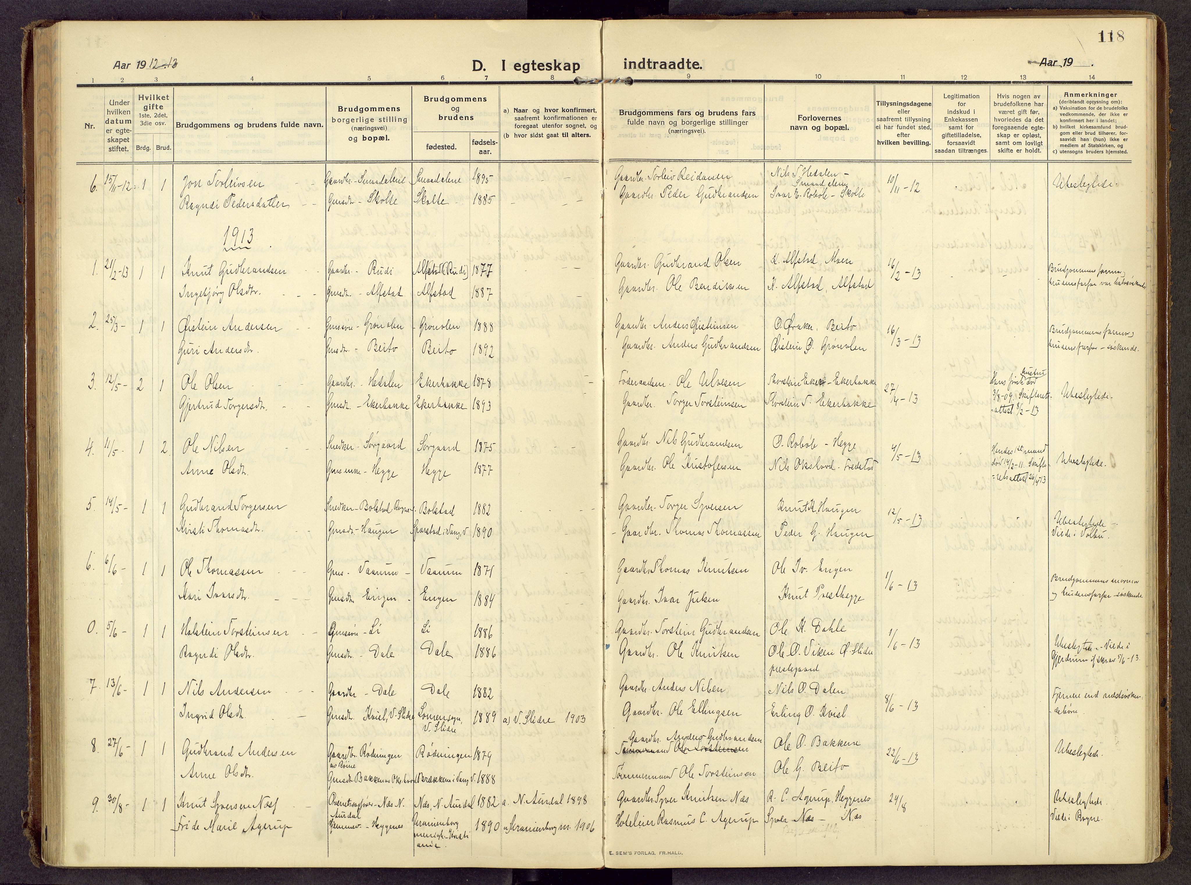 Øystre Slidre prestekontor, AV/SAH-PREST-138/H/Ha/Haa/L0007: Parish register (official) no. 7, 1911-1931, p. 118