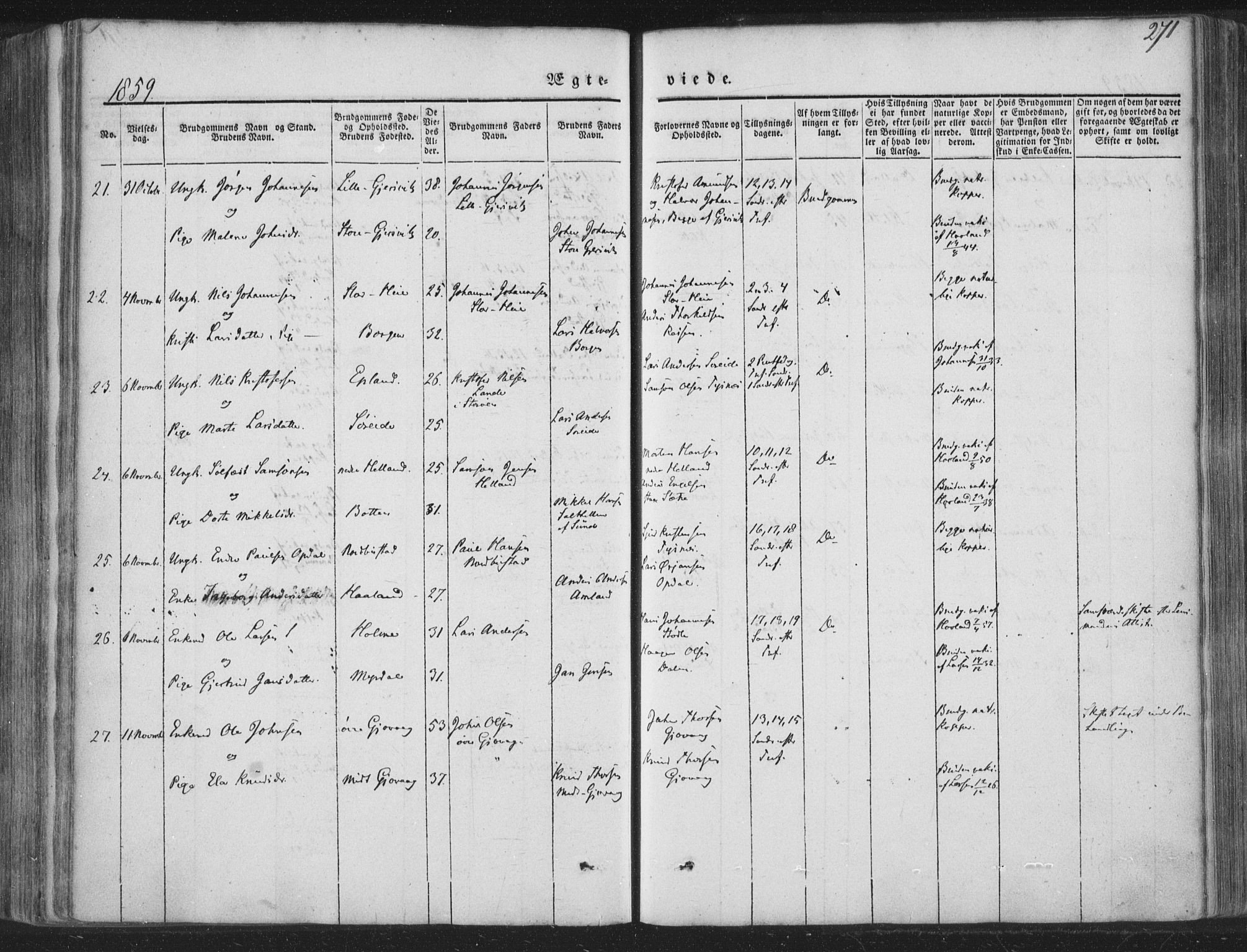 Tysnes sokneprestembete, AV/SAB-A-78601/H/Haa: Parish register (official) no. A 10, 1848-1859, p. 271