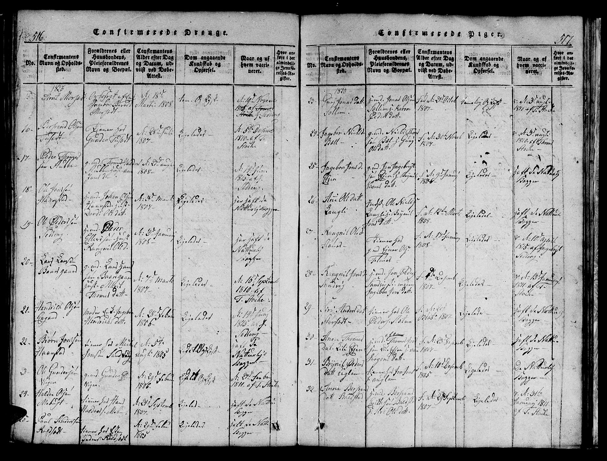 Ministerialprotokoller, klokkerbøker og fødselsregistre - Sør-Trøndelag, SAT/A-1456/695/L1152: Parish register (copy) no. 695C03, 1816-1831, p. 516-517