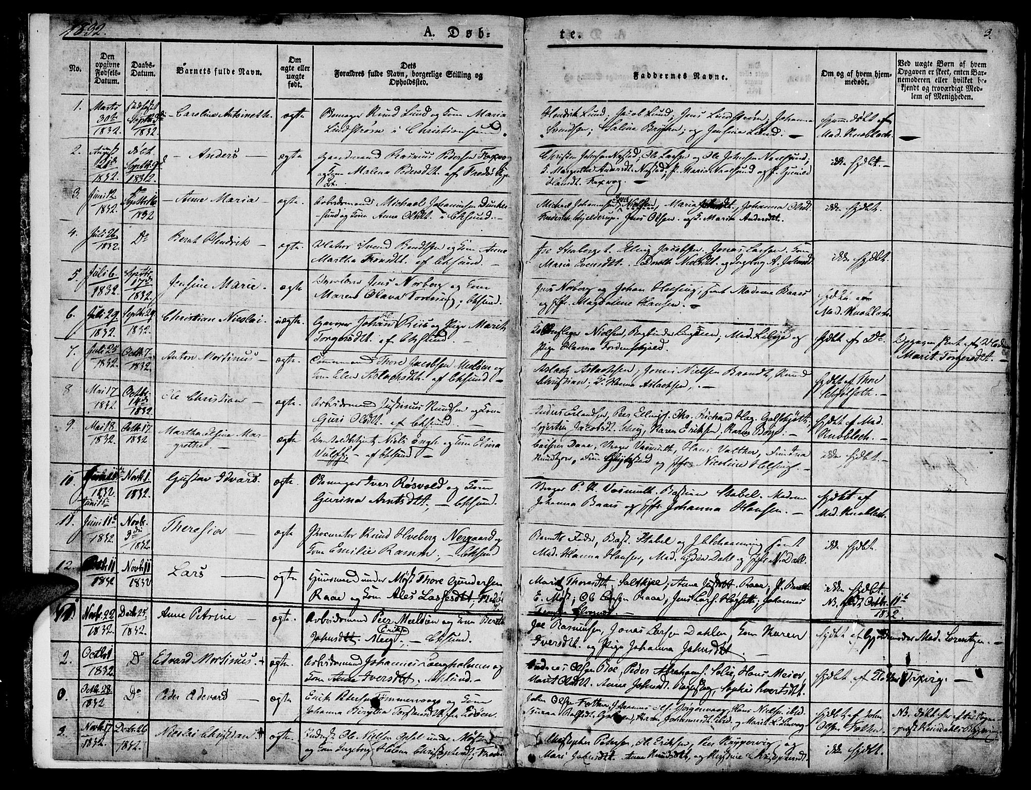 Ministerialprotokoller, klokkerbøker og fødselsregistre - Møre og Romsdal, SAT/A-1454/572/L0843: Parish register (official) no. 572A06, 1832-1842, p. 3