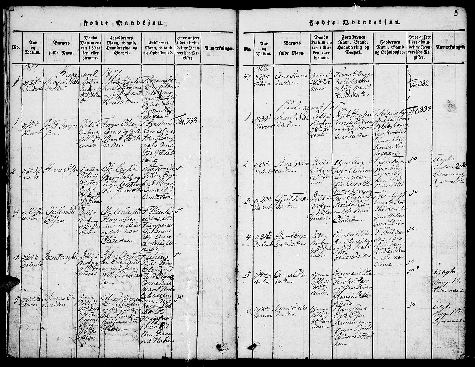 Fron prestekontor, SAH/PREST-078/H/Ha/Hab/L0001: Parish register (copy) no. 1, 1816-1843, p. 8