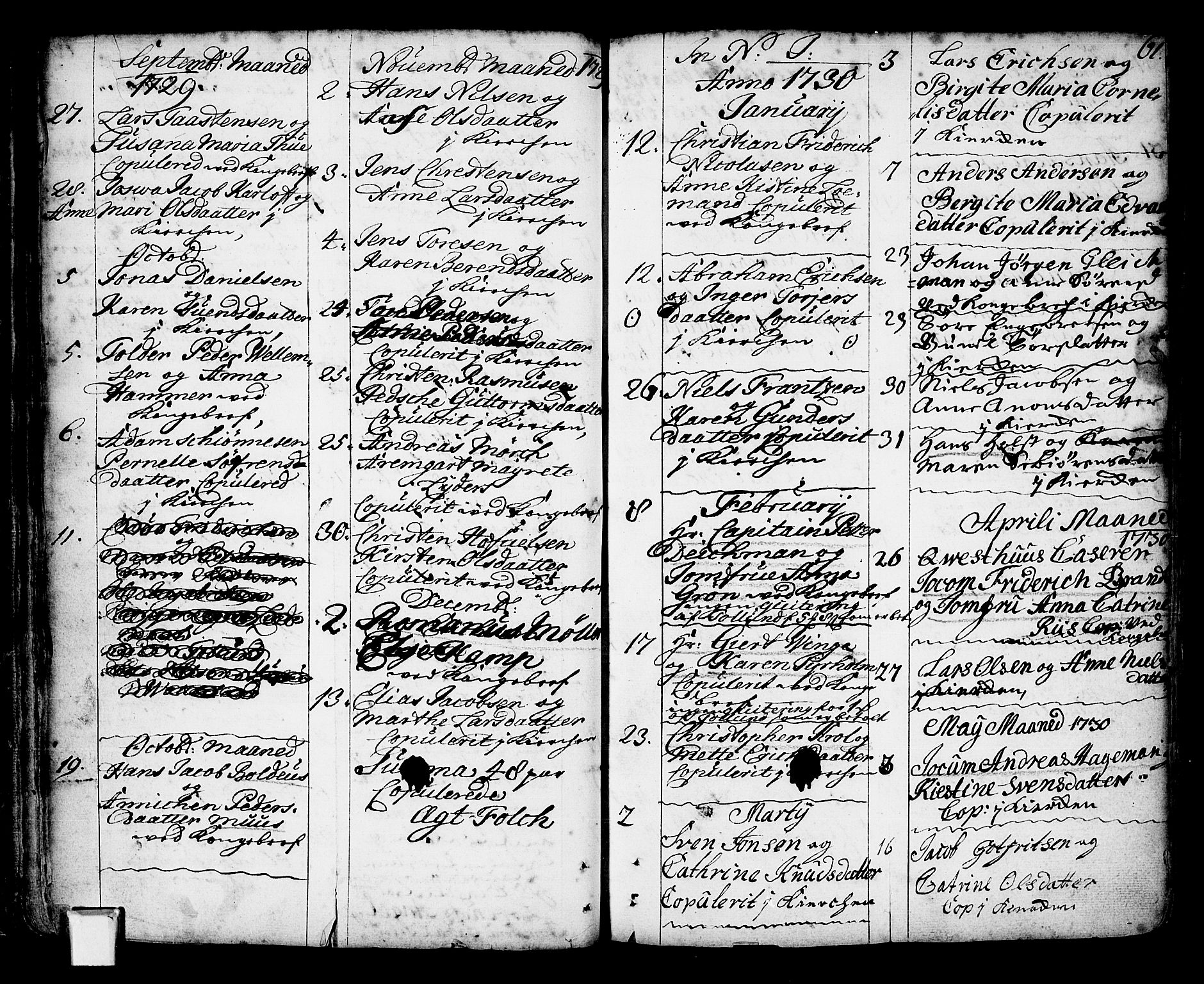 Oslo domkirke Kirkebøker, SAO/A-10752/F/Fa/L0002: Parish register (official) no. 2, 1705-1730, p. 61