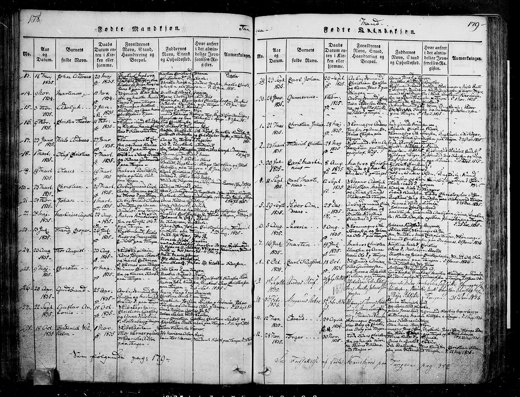 Skoger kirkebøker, SAKO/A-59/F/Fa/L0002: Parish register (official) no. I 2 /2, 1814-1842, p. 178-179