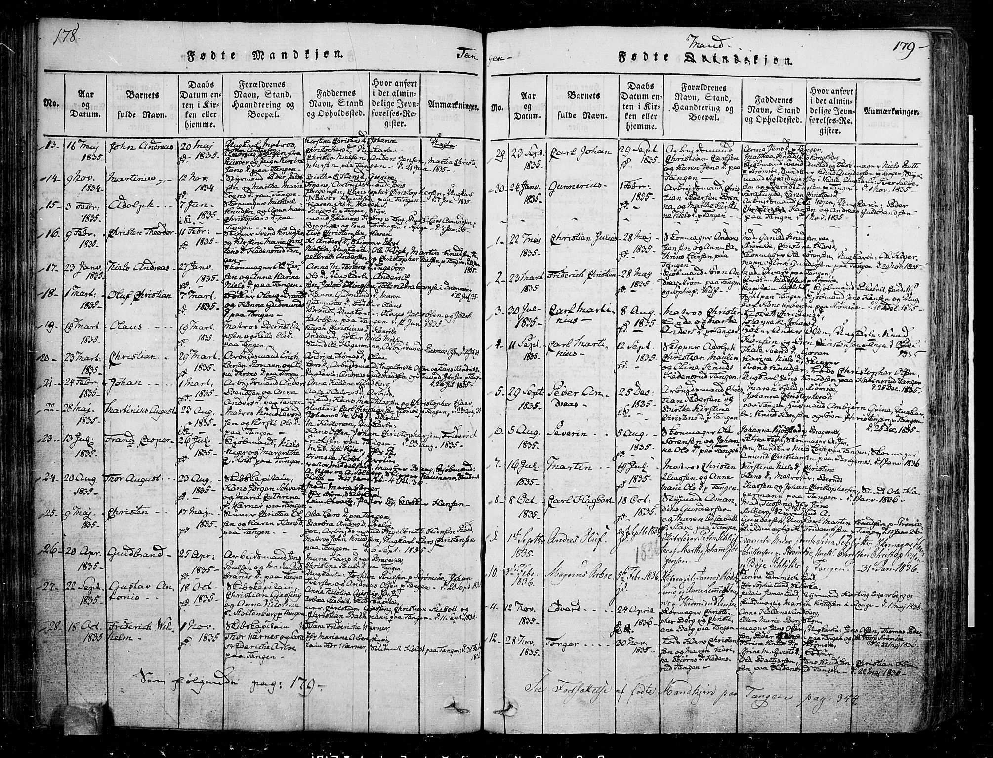 Skoger kirkebøker, AV/SAKO-A-59/F/Fa/L0002: Parish register (official) no. I 2 /2, 1814-1842, p. 178-179