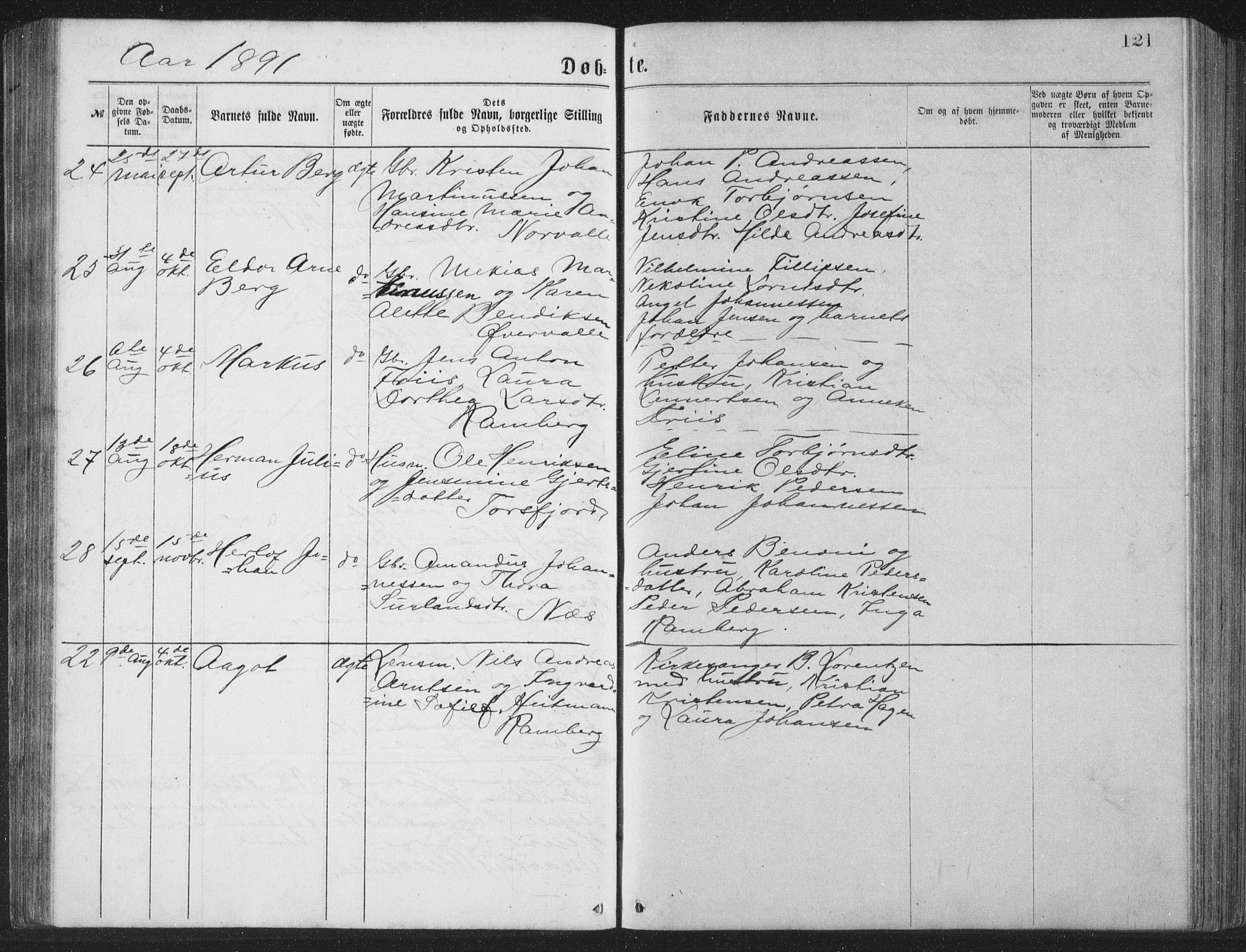 Ministerialprotokoller, klokkerbøker og fødselsregistre - Nordland, SAT/A-1459/885/L1213: Parish register (copy) no. 885C02, 1874-1892, p. 121