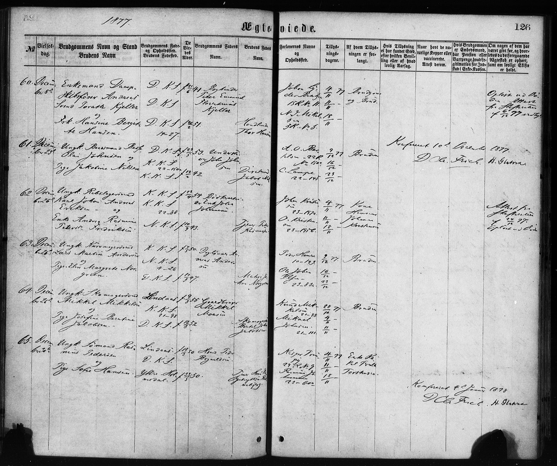 Korskirken sokneprestembete, AV/SAB-A-76101/H/Haa/L0036: Parish register (official) no. D 3, 1867-1882, p. 126