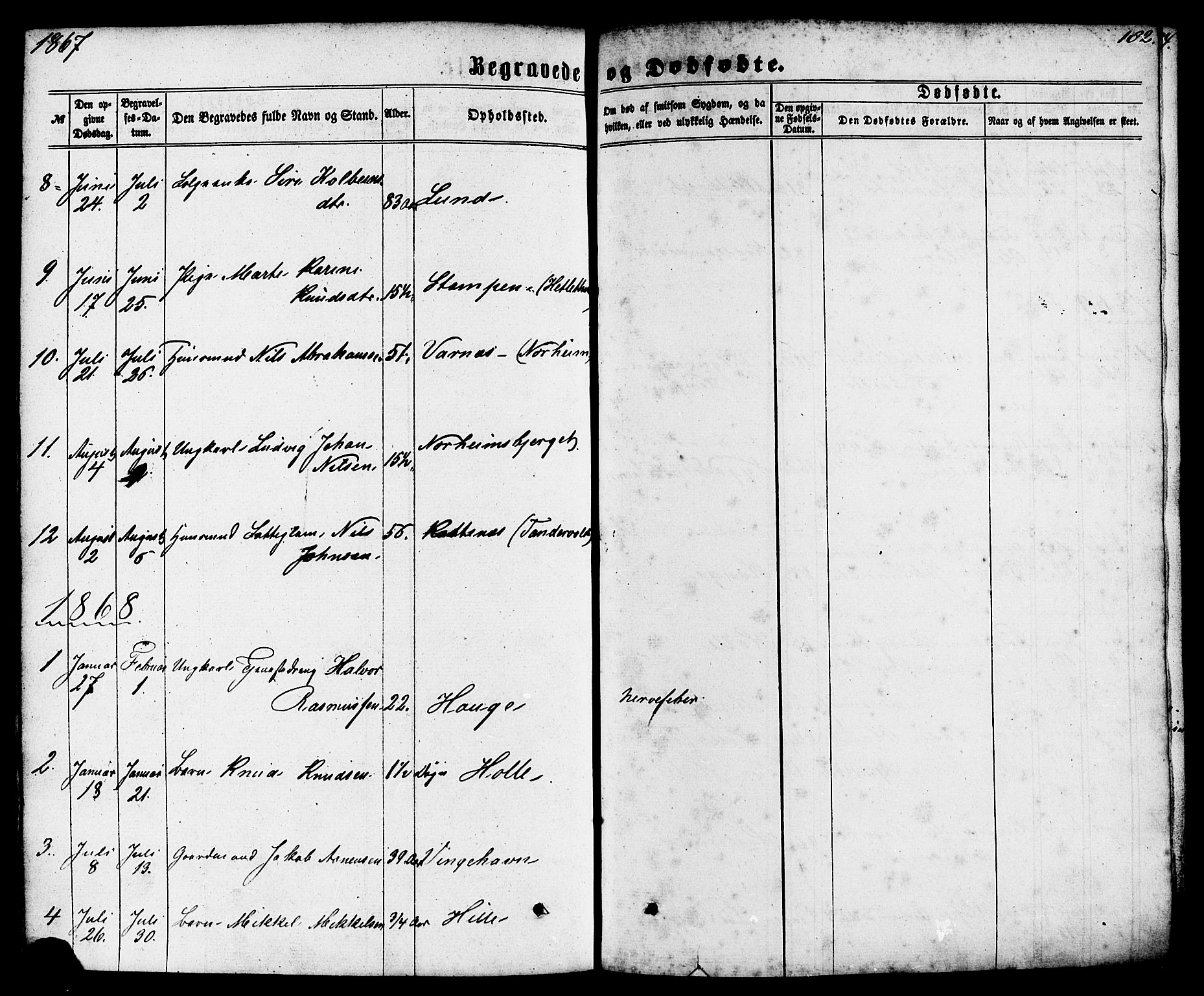 Nedstrand sokneprestkontor, AV/SAST-A-101841/01/IV: Parish register (official) no. A 10, 1861-1887, p. 182