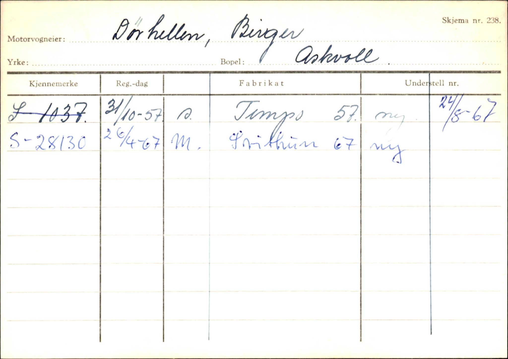 Statens vegvesen, Sogn og Fjordane vegkontor, SAB/A-5301/4/F/L0132: Eigarregister Askvoll A-Å. Balestrand A-Å, 1945-1975, p. 169