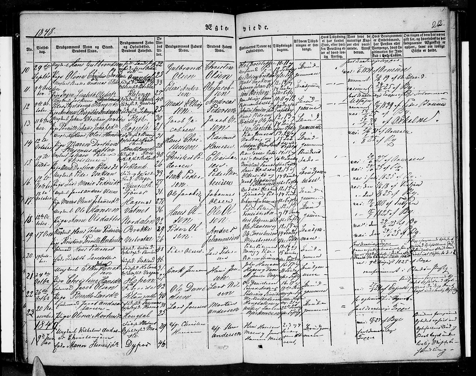 Ministerialprotokoller, klokkerbøker og fødselsregistre - Nordland, SAT/A-1459/852/L0737: Parish register (official) no. 852A07, 1833-1849, p. 212