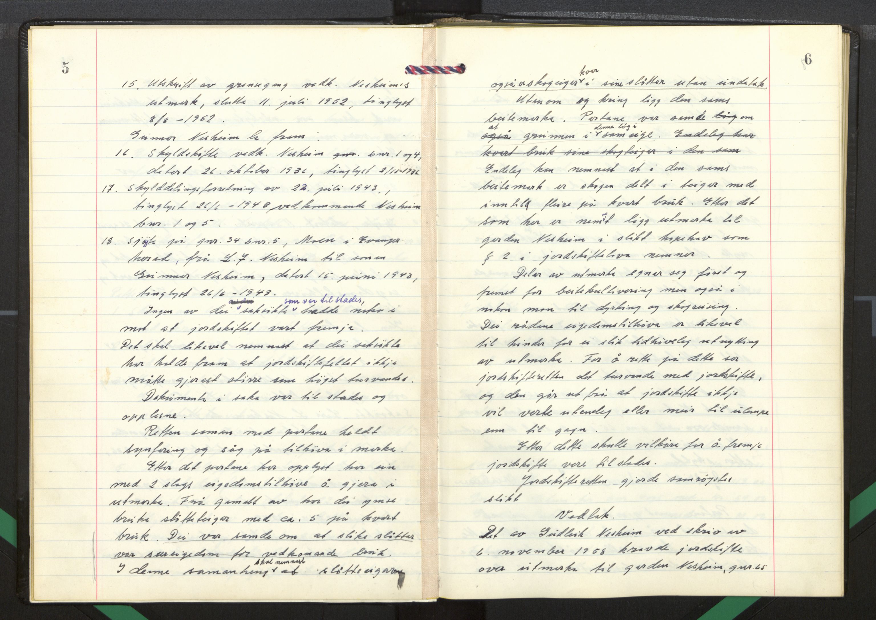 Hordaland jordskiftedøme - I Nordhordland jordskiftedistrikt, AV/SAB-A-6801/A/Aa/L0057: Forhandlingsprotokoll, 1965-1969, p. 5-6