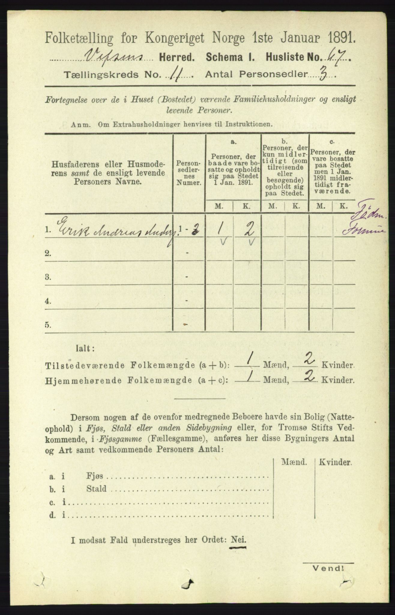 RA, 1891 census for 1824 Vefsn, 1891, p. 5659