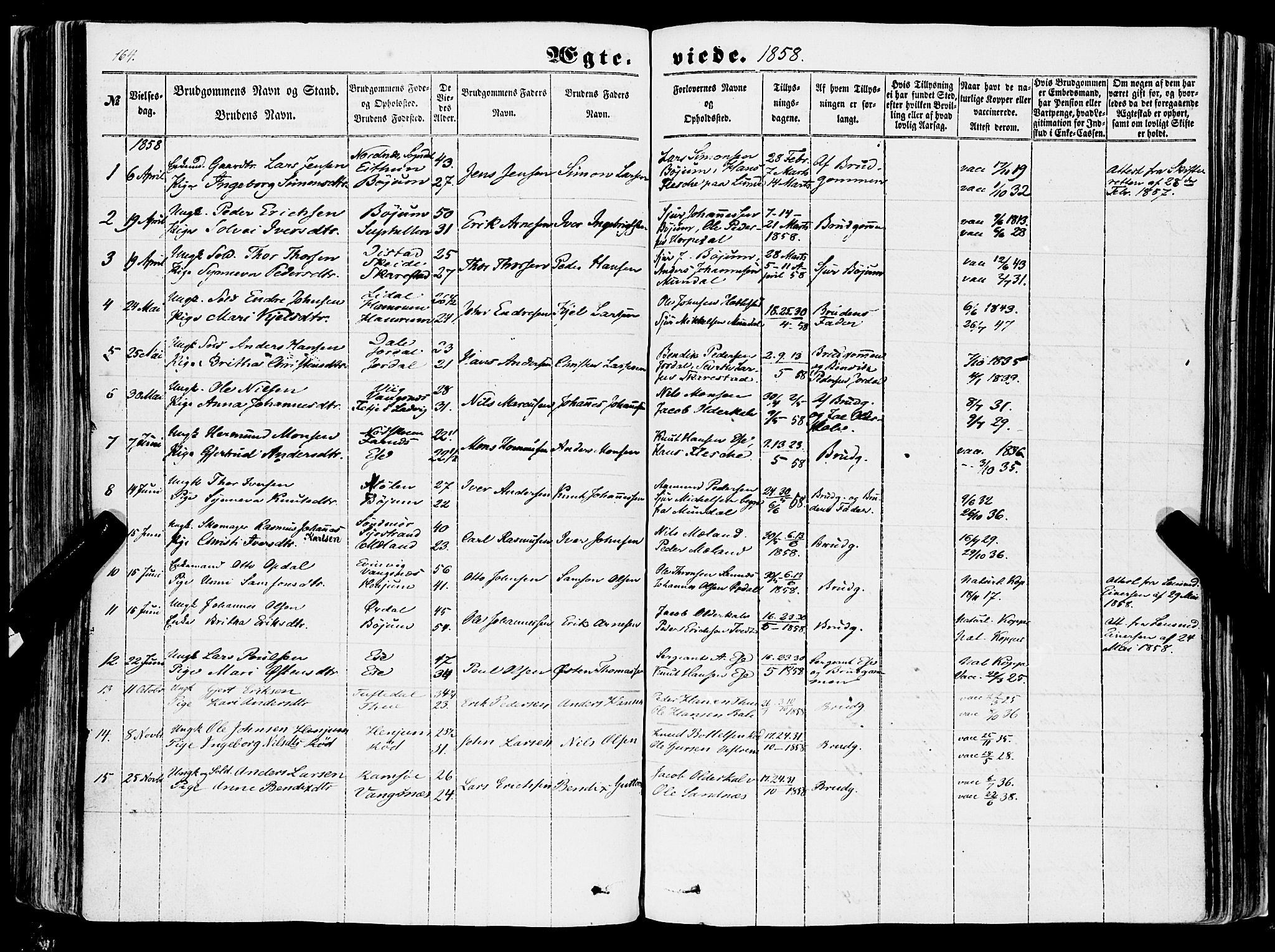 Balestrand sokneprestembete, SAB/A-79601/H/Haa/Haaa/L0002: Parish register (official) no. A 2, 1847-1866, p. 164