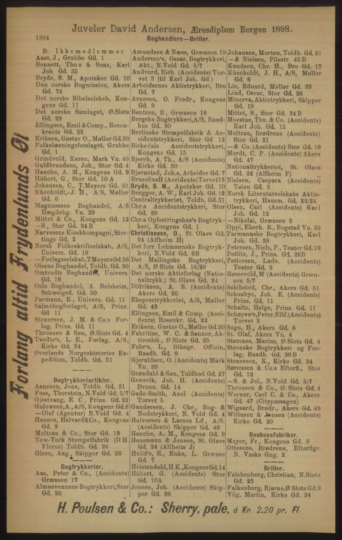 Kristiania/Oslo adressebok, PUBL/-, 1906, p. 1384