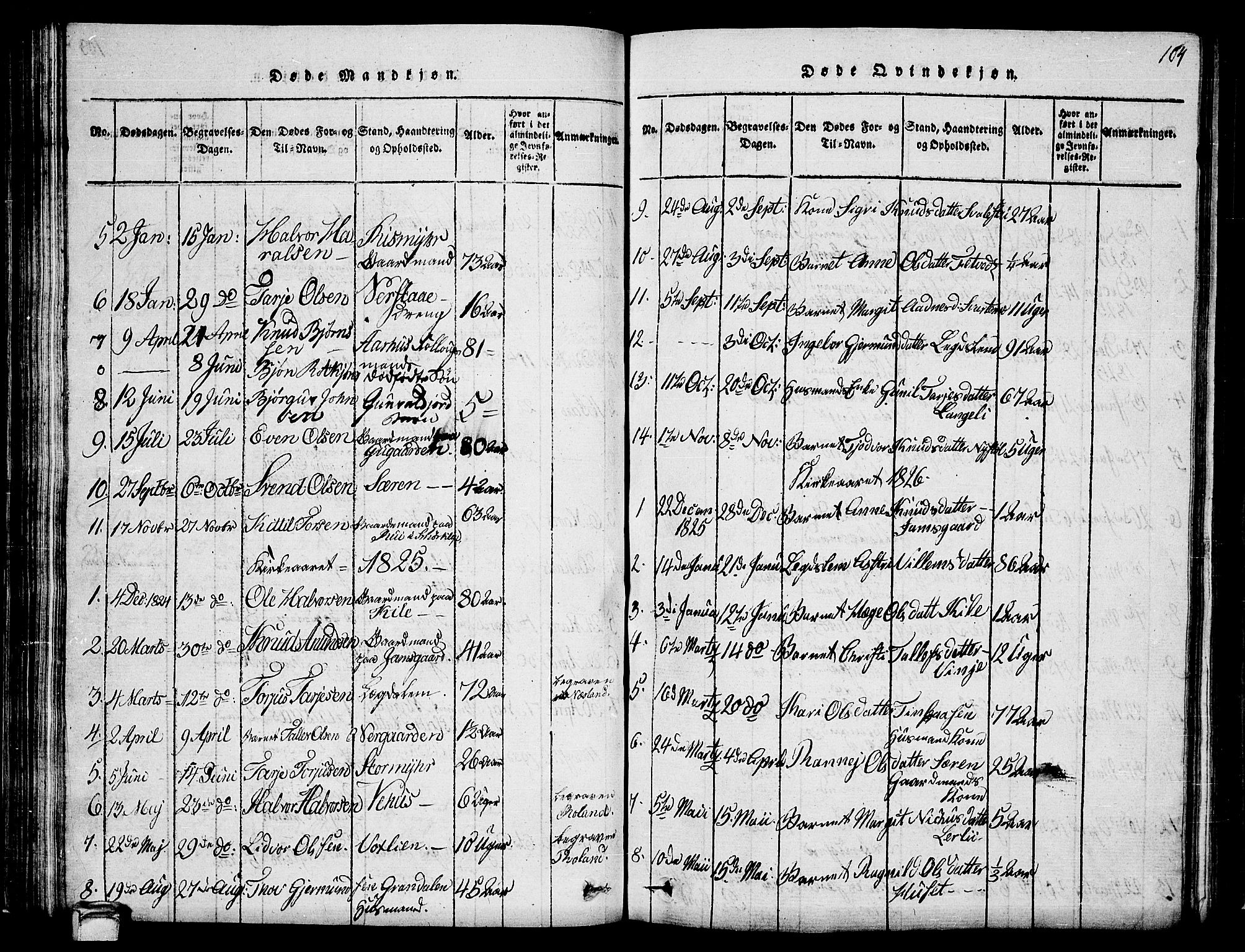 Vinje kirkebøker, SAKO/A-312/G/Ga/L0001: Parish register (copy) no. I 1, 1814-1843, p. 104