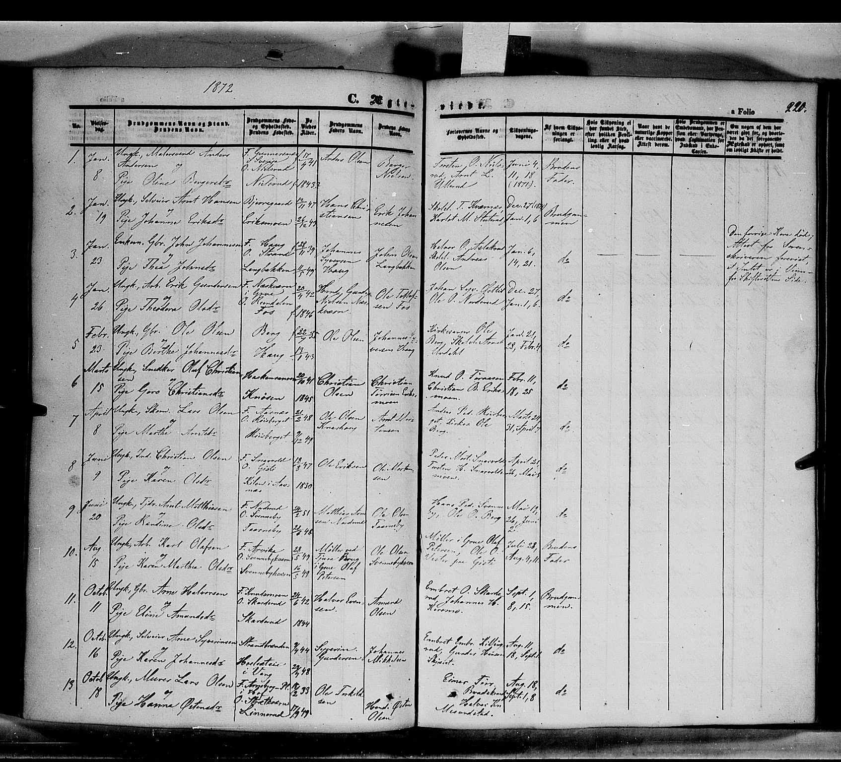 Våler prestekontor, Hedmark, AV/SAH-PREST-040/H/Ha/Haa/L0001: Parish register (official) no. 1, 1849-1878, p. 220