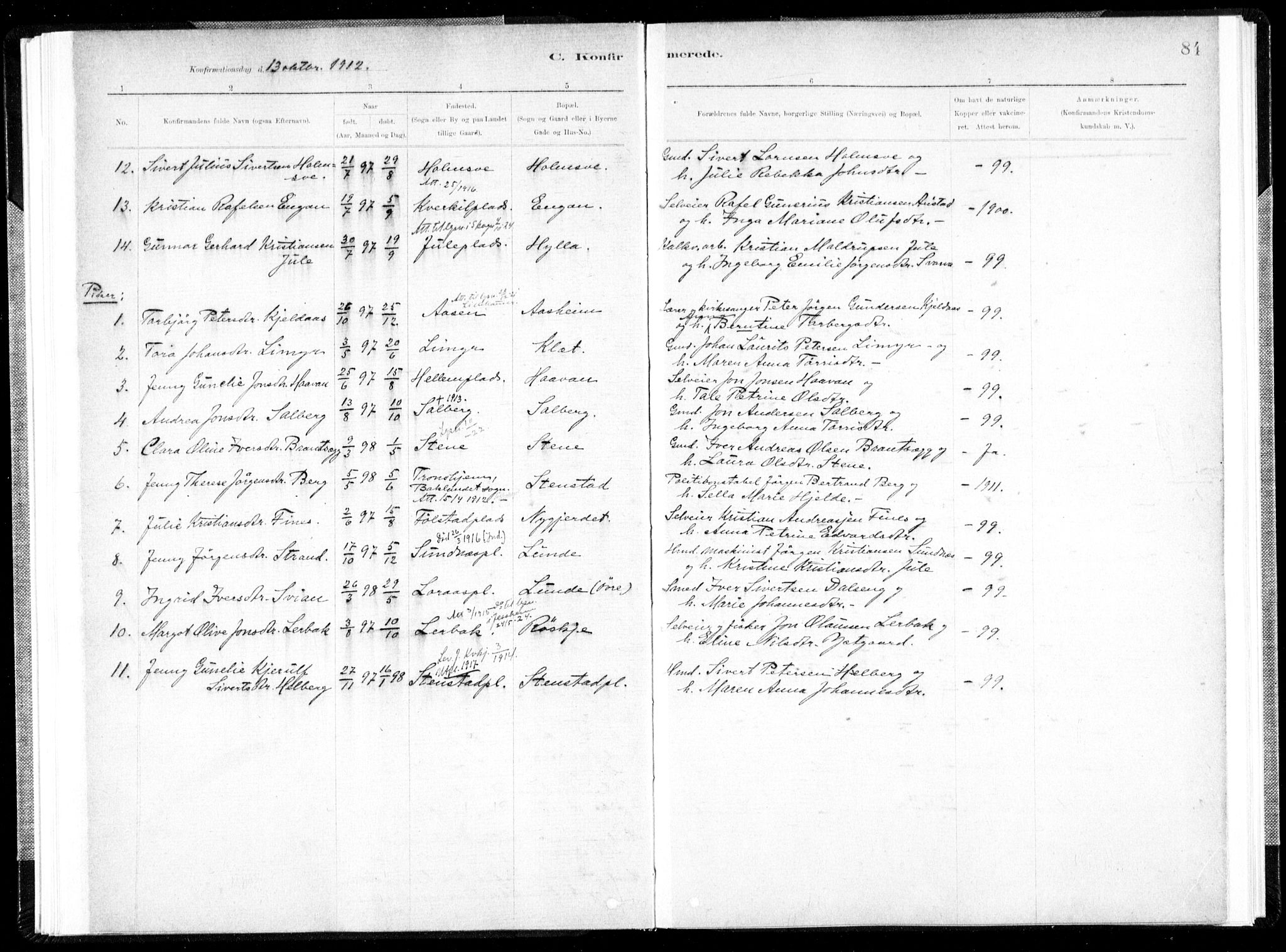 Ministerialprotokoller, klokkerbøker og fødselsregistre - Nord-Trøndelag, SAT/A-1458/731/L0309: Parish register (official) no. 731A01, 1879-1918, p. 84