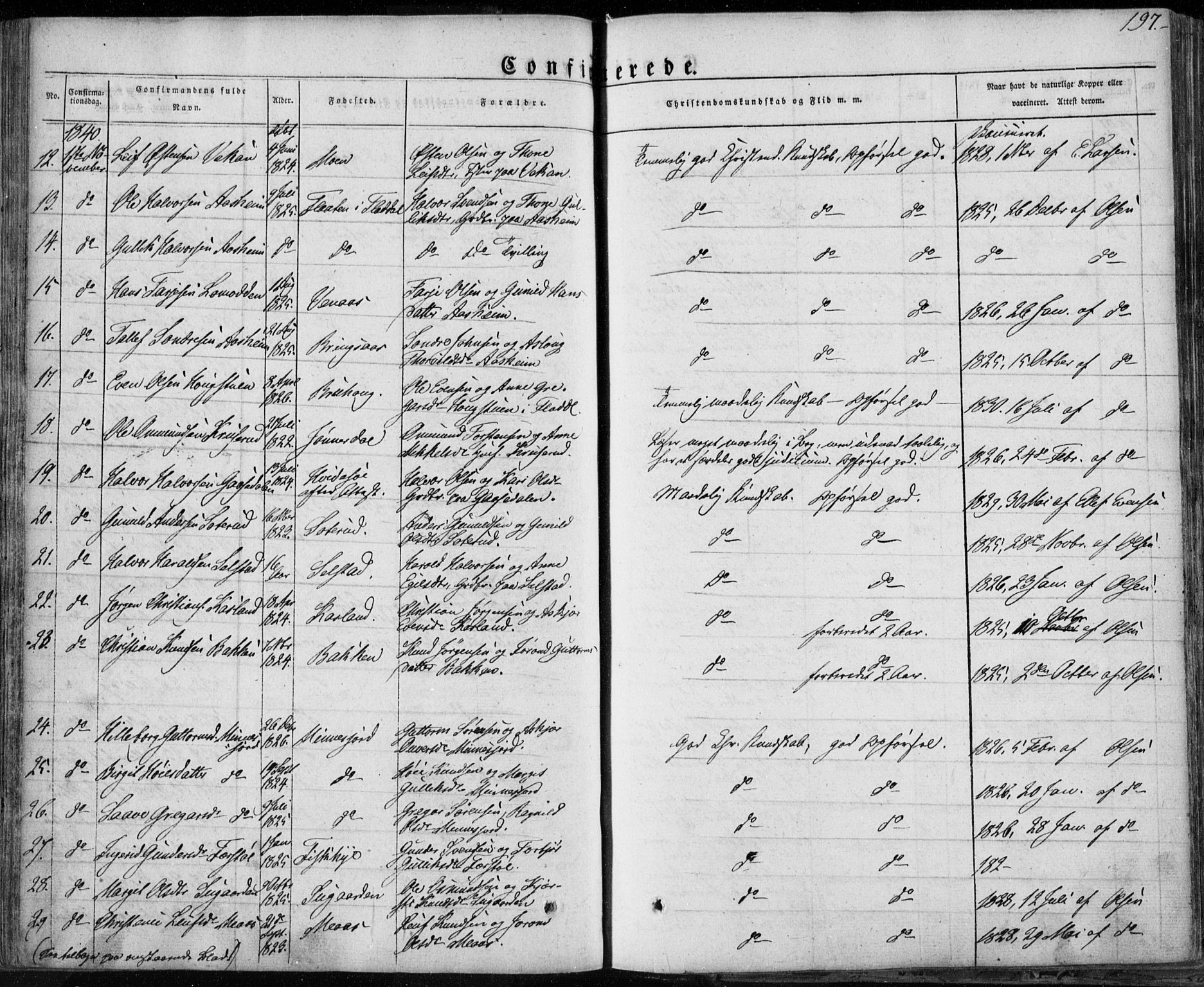 Seljord kirkebøker, SAKO/A-20/F/Fa/L0011: Parish register (official) no. I 11, 1831-1849, p. 197