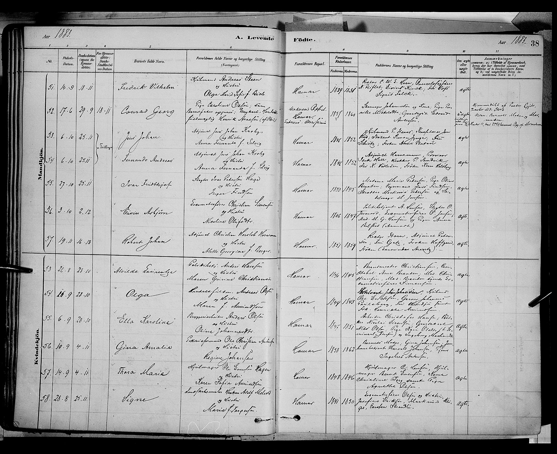 Vang prestekontor, Hedmark, SAH/PREST-008/H/Ha/Haa/L0016: Parish register (official) no. 16, 1878-1889, p. 38