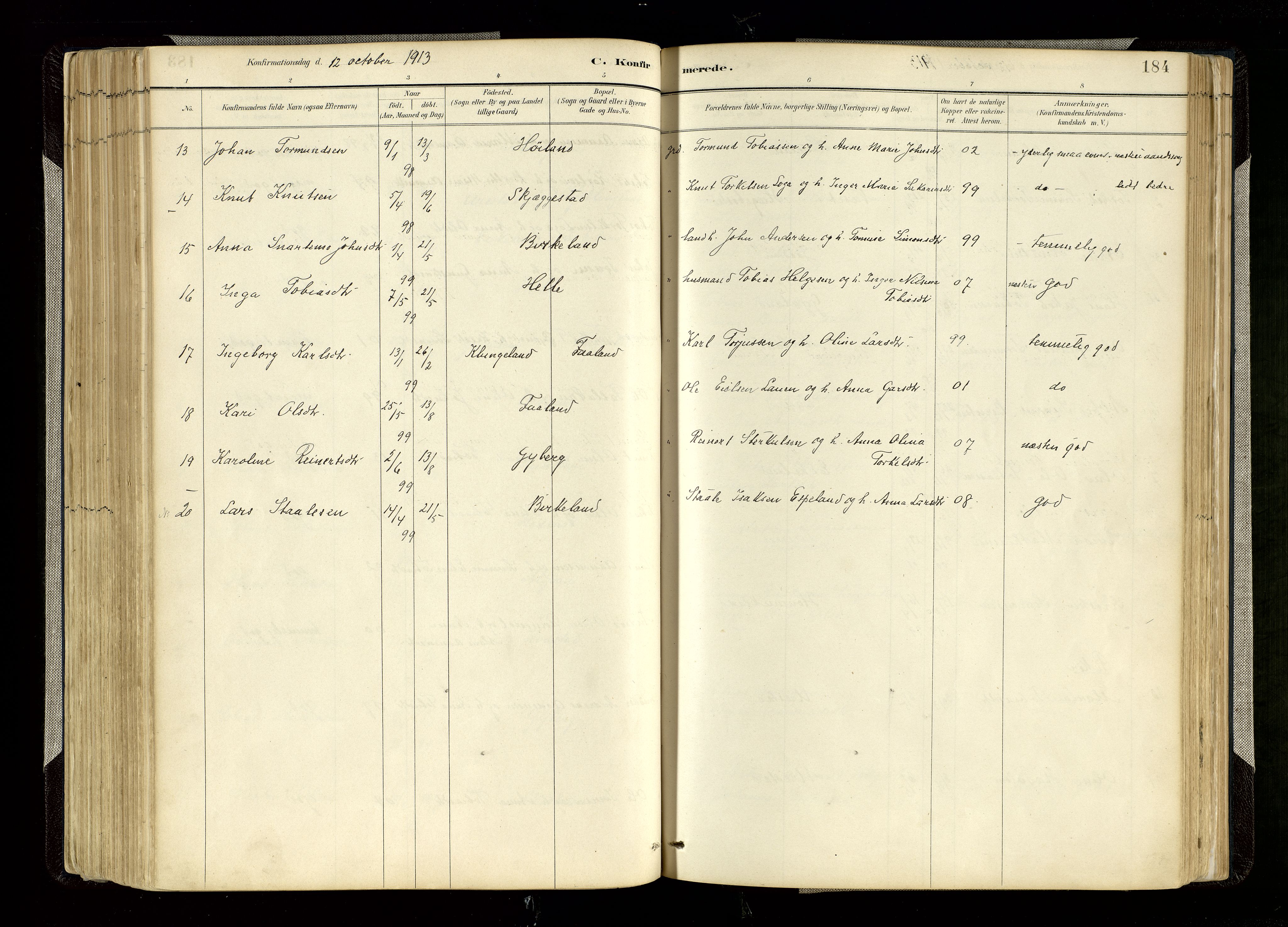 Hægebostad sokneprestkontor, SAK/1111-0024/F/Fa/Faa/L0006: Parish register (official) no. A 6, 1887-1929, p. 184