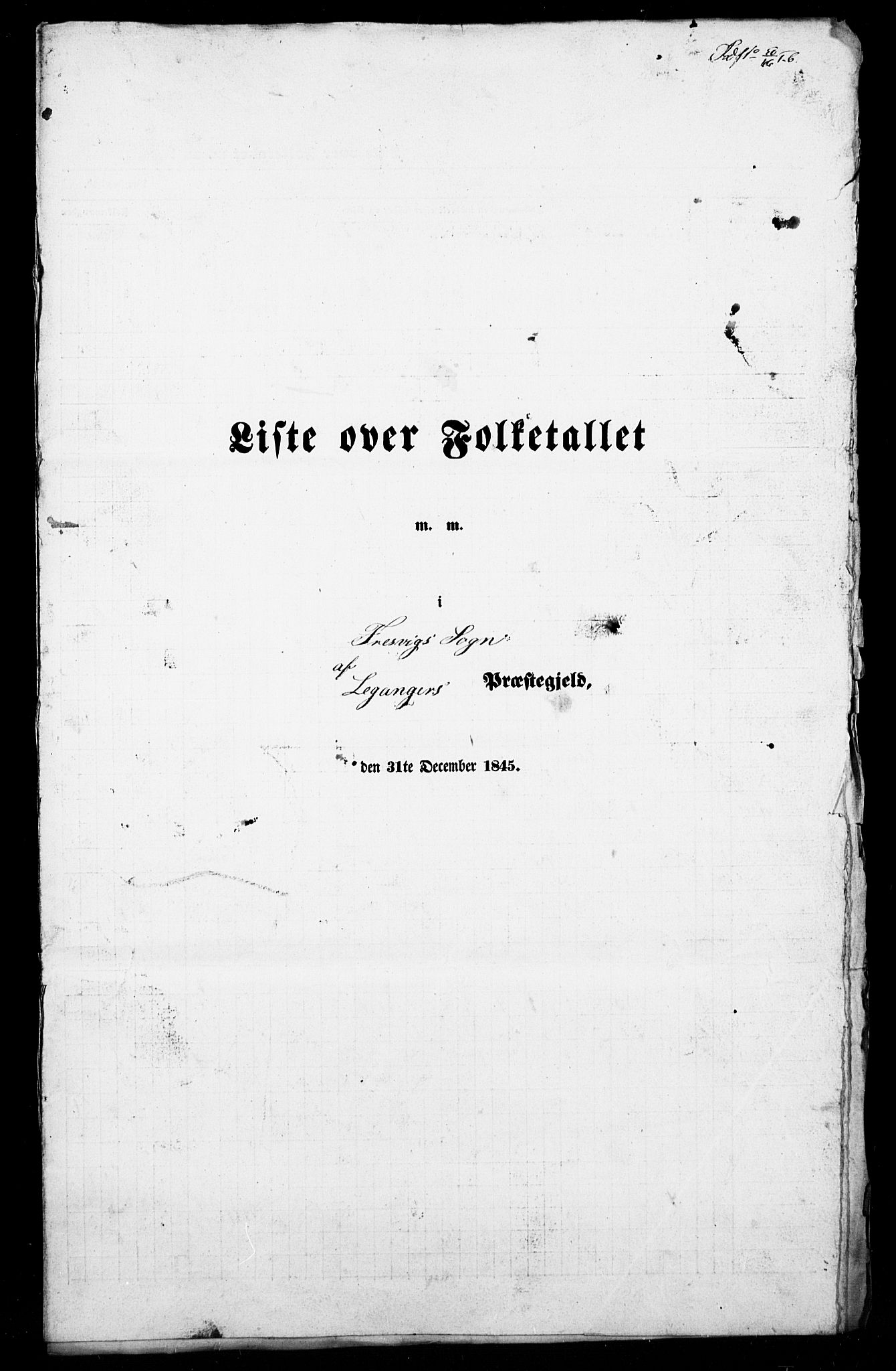 SAB, Census 1845 for Leikanger, 1845