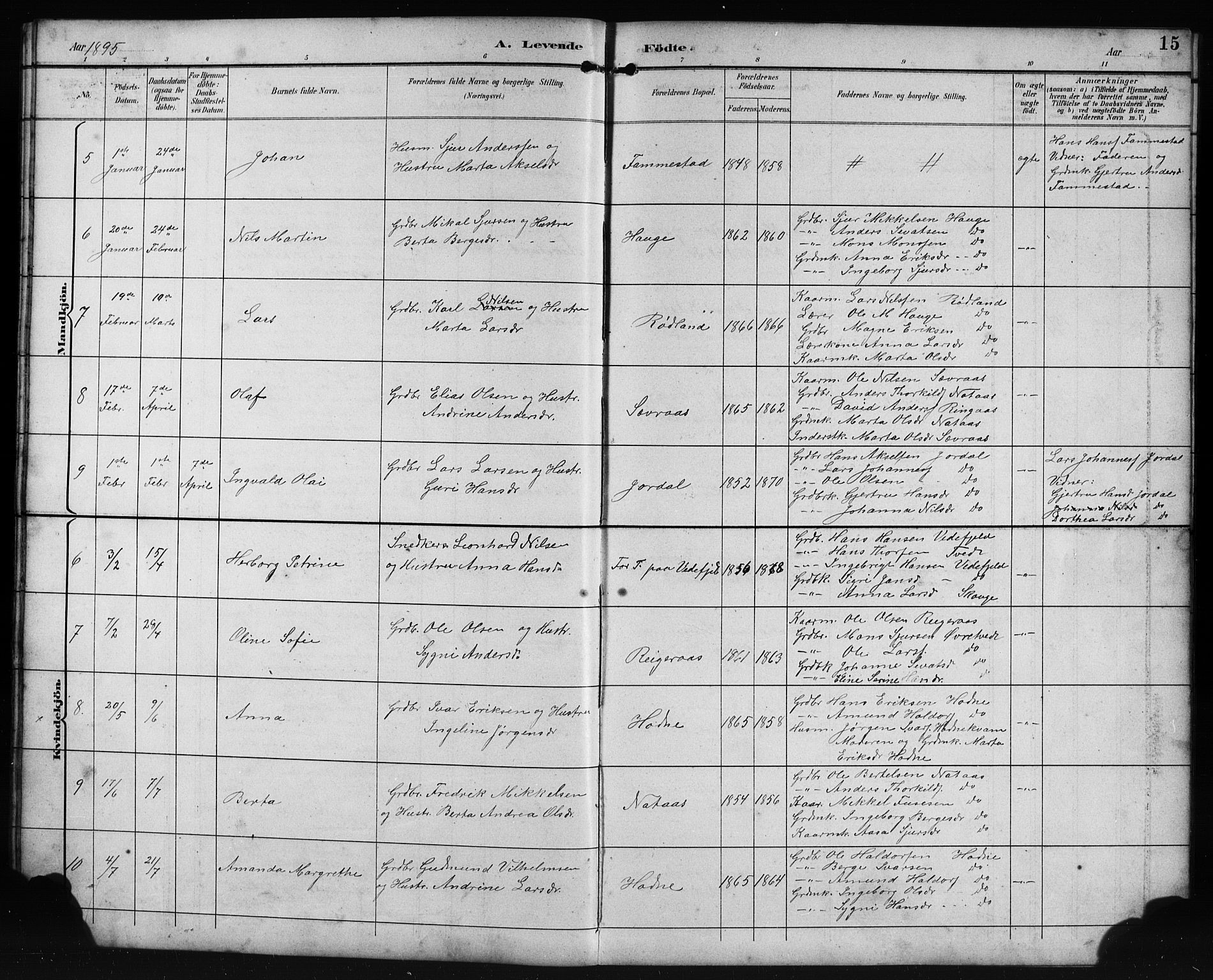 Lindås Sokneprestembete, SAB/A-76701/H/Hab: Parish register (copy) no. E 3, 1892-1905, p. 15