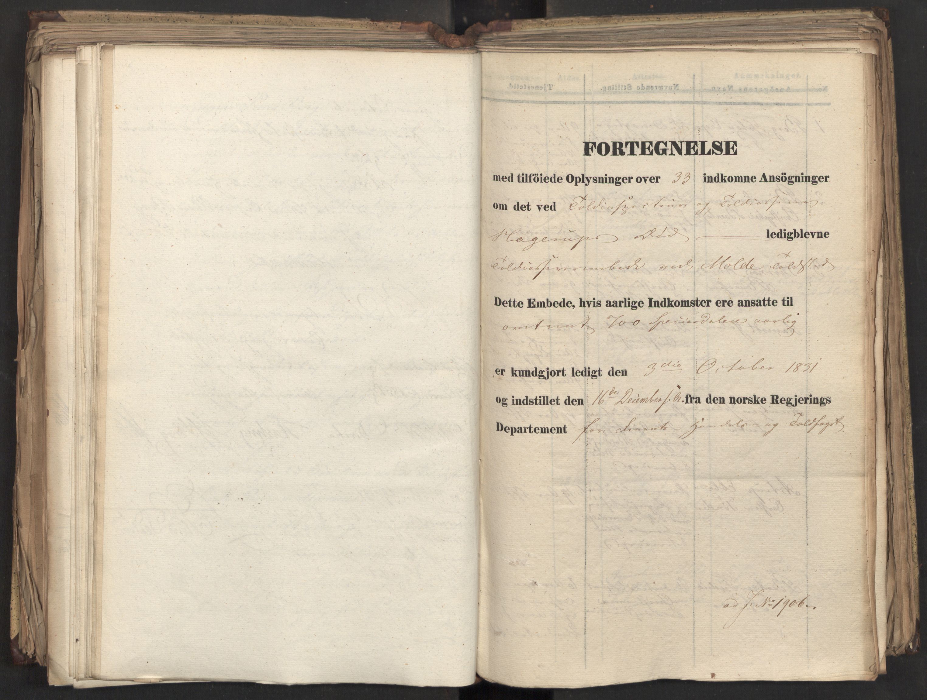 Statsrådsavdelingen i Stockholm, AV/RA-S-1003/D/Da/L0075: Regjeringsinnstillinger nr. 1840-1940, 1831, p. 239