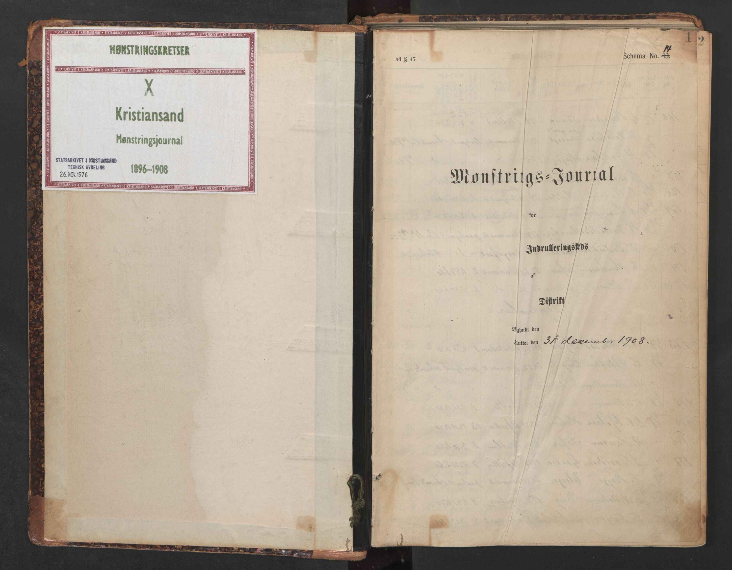 Kristiansand mønstringskrets, AV/SAK-2031-0015/G/Ga/L0010: Mønstringsjournal, X-2, 1896-1908, p. 2