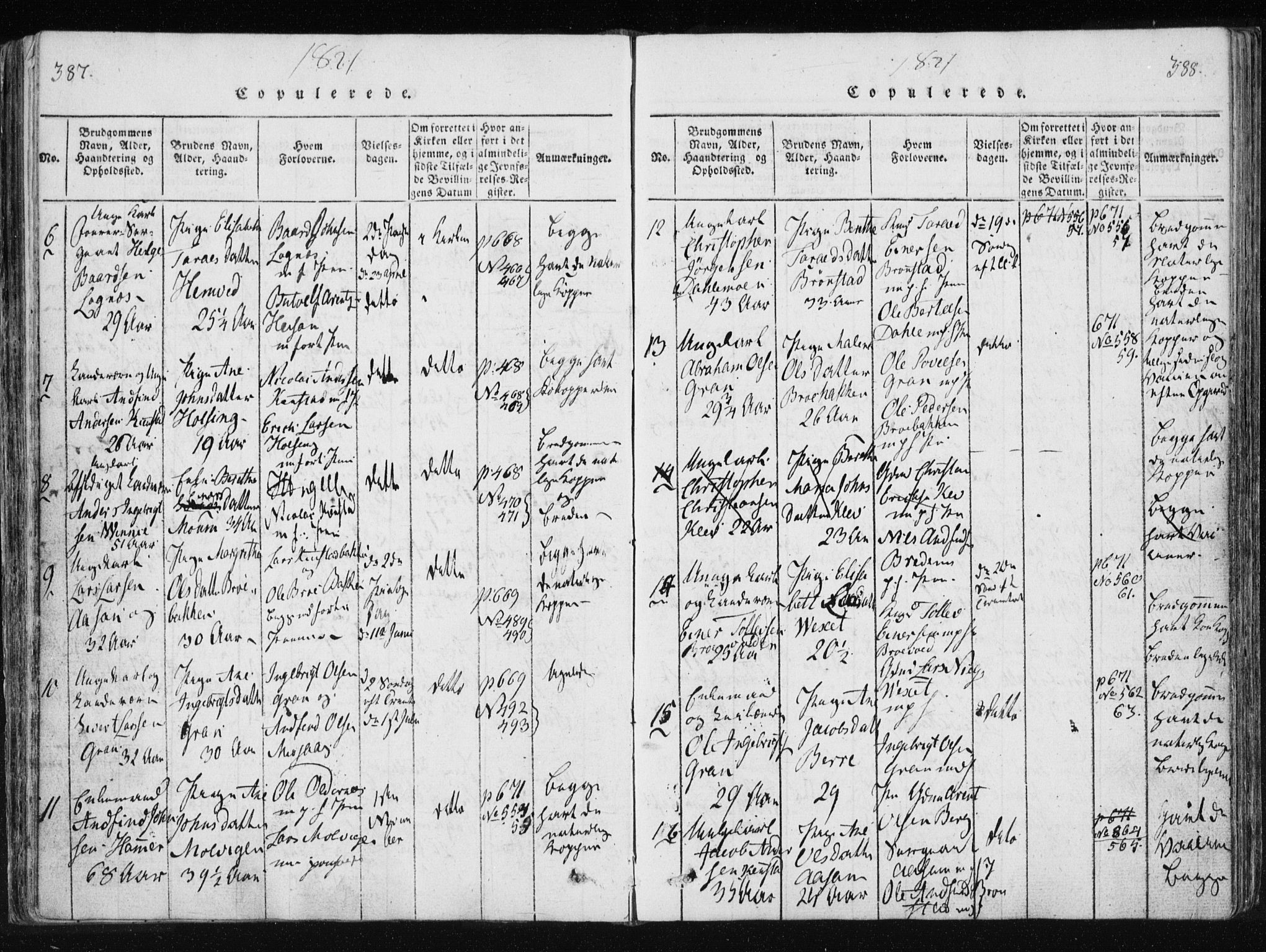 Ministerialprotokoller, klokkerbøker og fødselsregistre - Nord-Trøndelag, SAT/A-1458/749/L0469: Parish register (official) no. 749A03, 1817-1857, p. 387-388