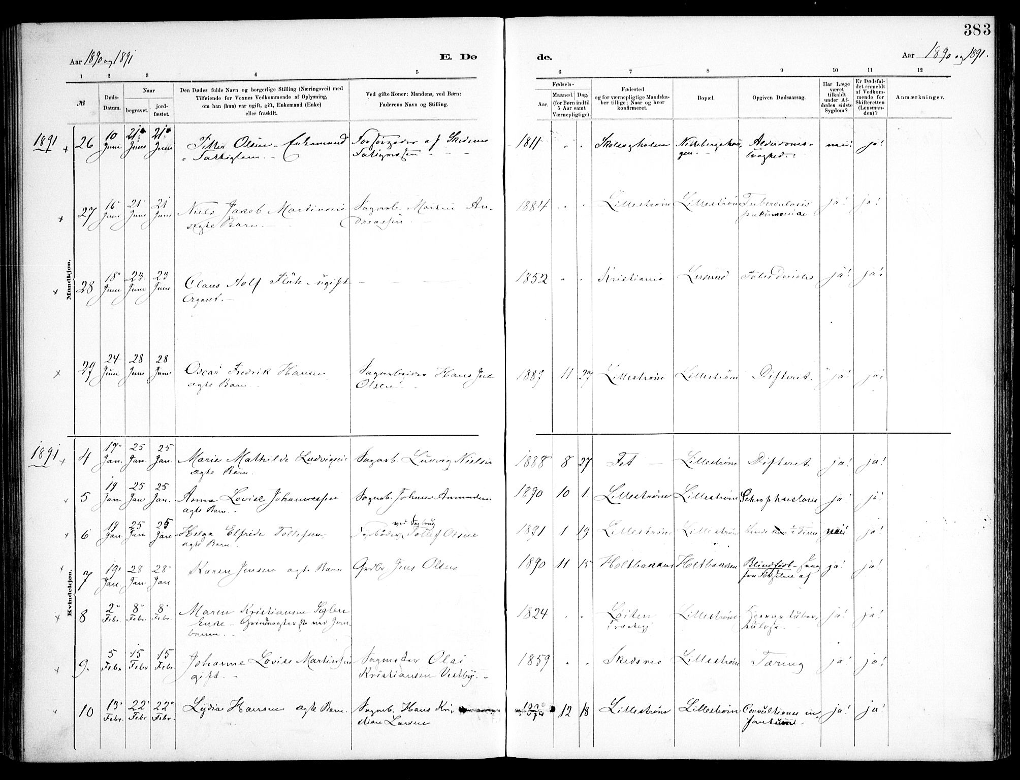 Skedsmo prestekontor Kirkebøker, SAO/A-10033a/F/Fa/L0013: Parish register (official) no. I 13, 1883-1891, p. 383