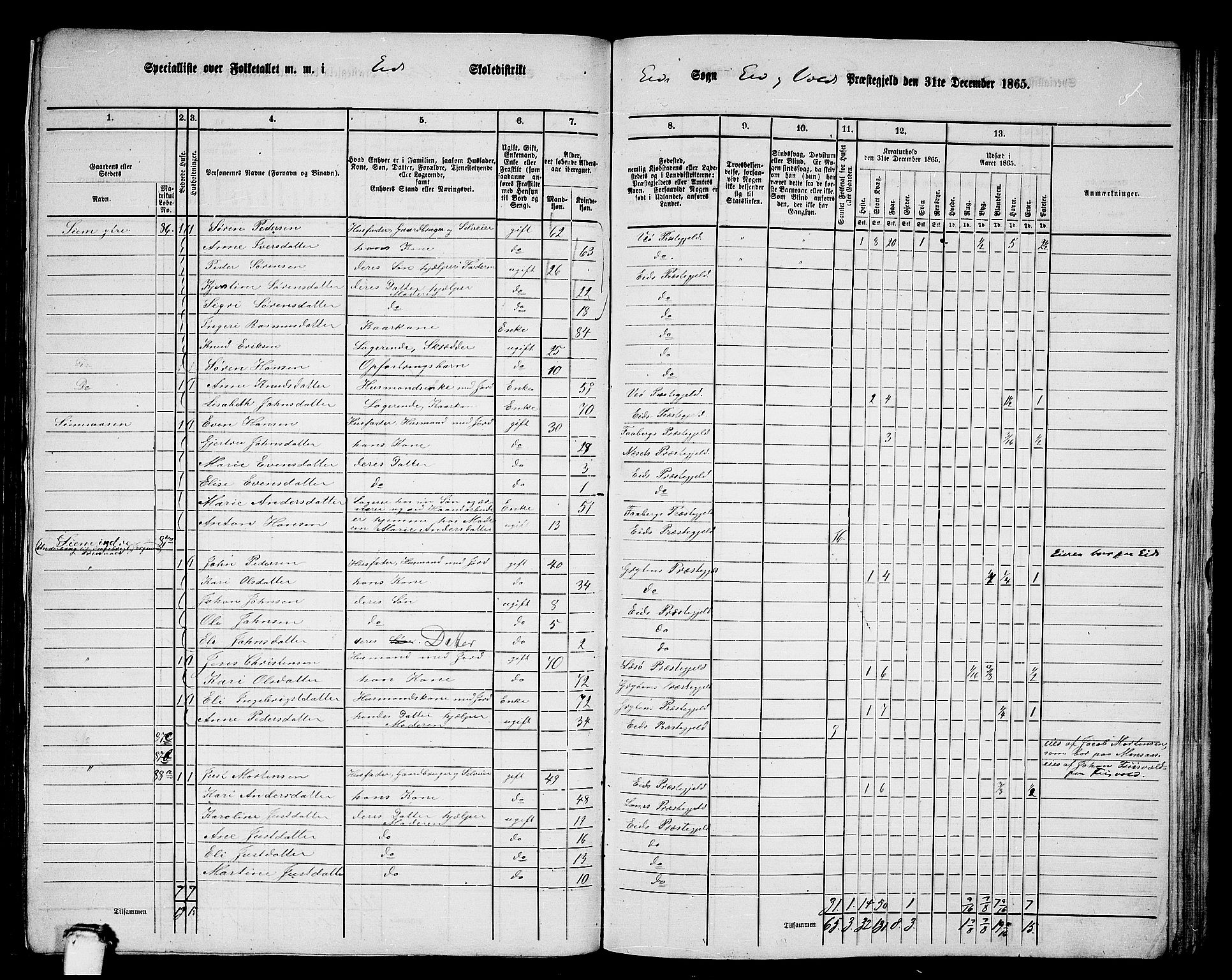 RA, 1865 census for Eid og Vold, 1865, p. 8