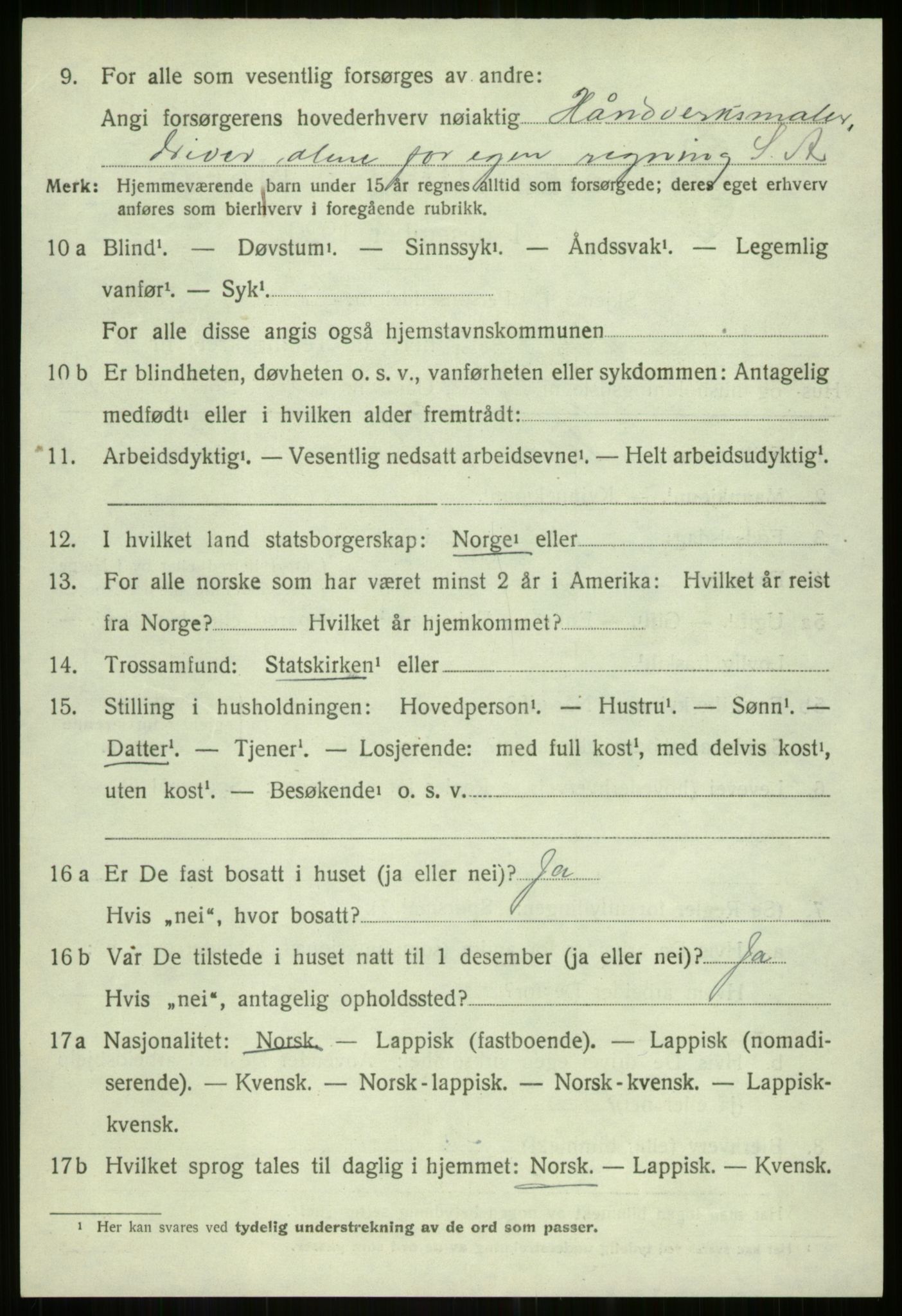 SATØ, 1920 census for Dyrøy, 1920, p. 3614