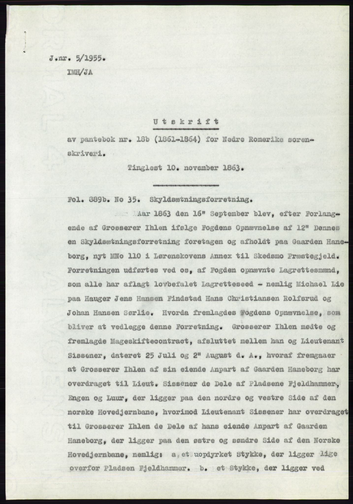 Statsarkivet i Oslo, SAO/A-10621/Z/Zd/L0002: Avskrifter, j.nr 5-691/1955, 1955, p. 1