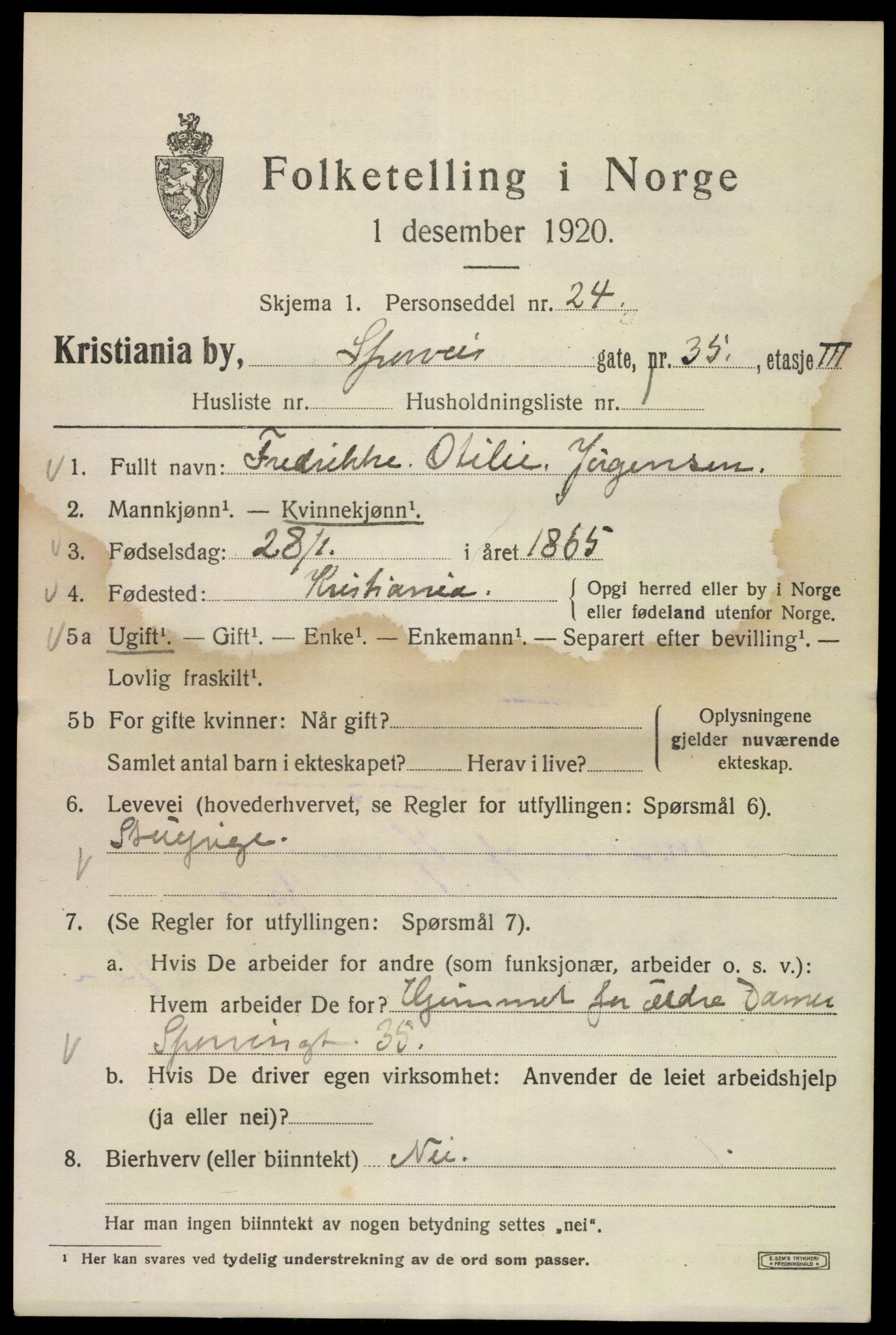 SAO, 1920 census for Kristiania, 1920, p. 532495