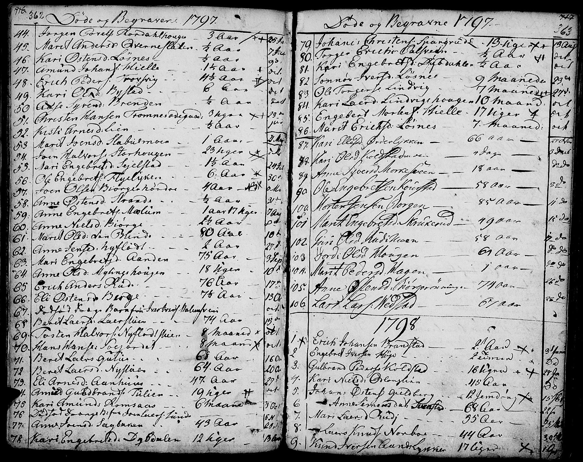 Ringebu prestekontor, AV/SAH-PREST-082/H/Ha/Haa/L0003: Parish register (official) no. 3, 1781-1820, p. 362-363