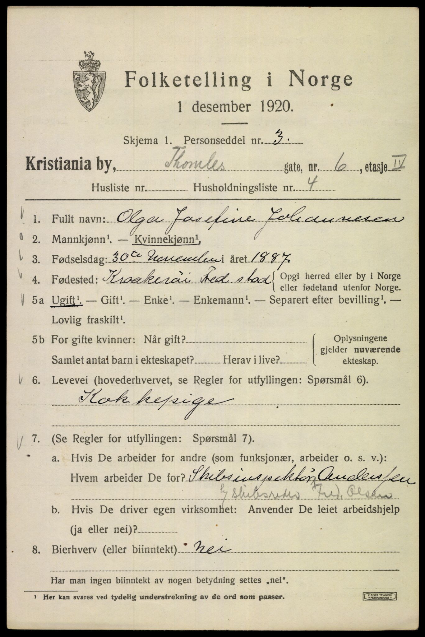 SAO, 1920 census for Kristiania, 1920, p. 573259