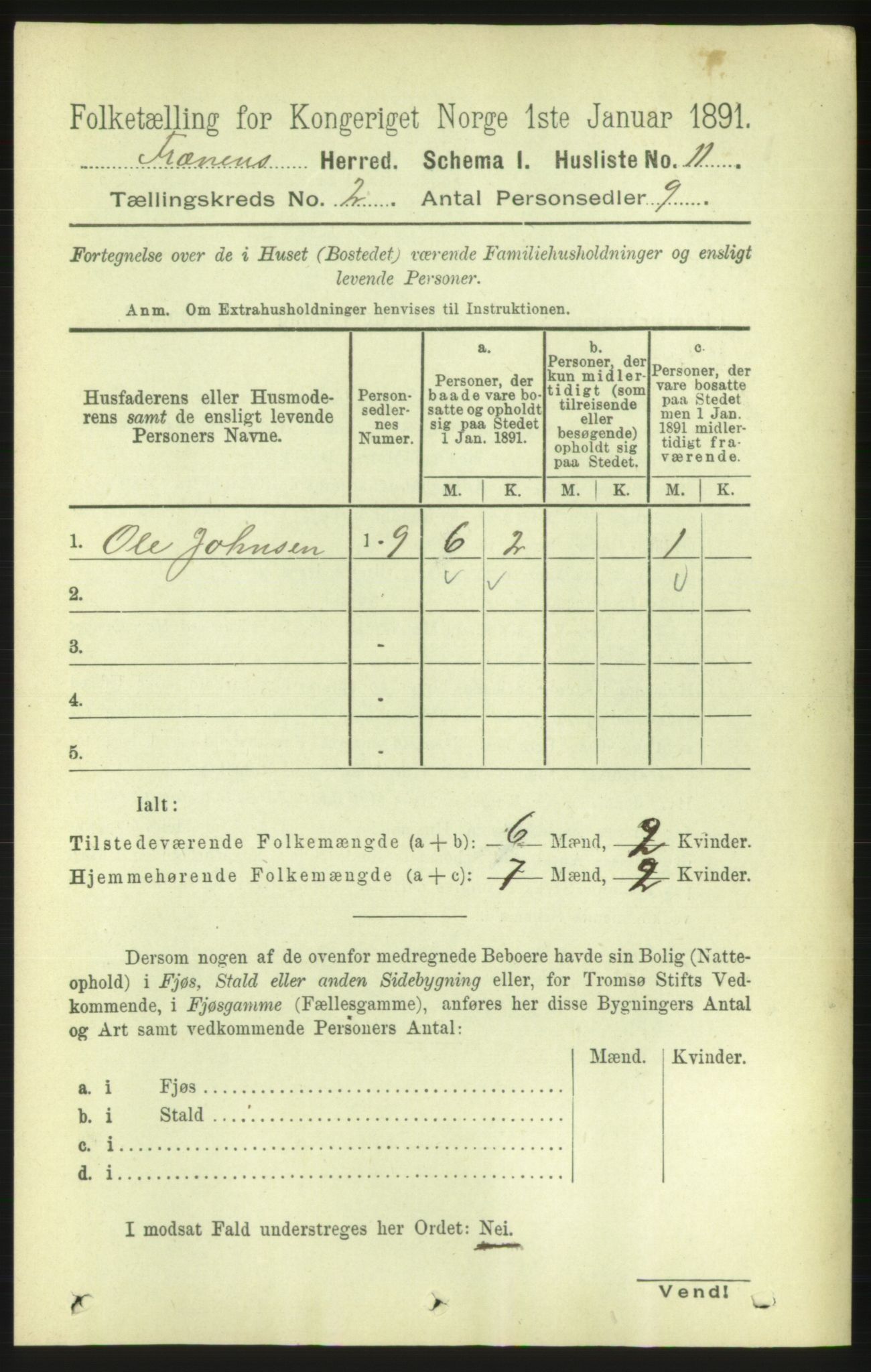 RA, 1891 census for 1548 Fræna, 1891, p. 462