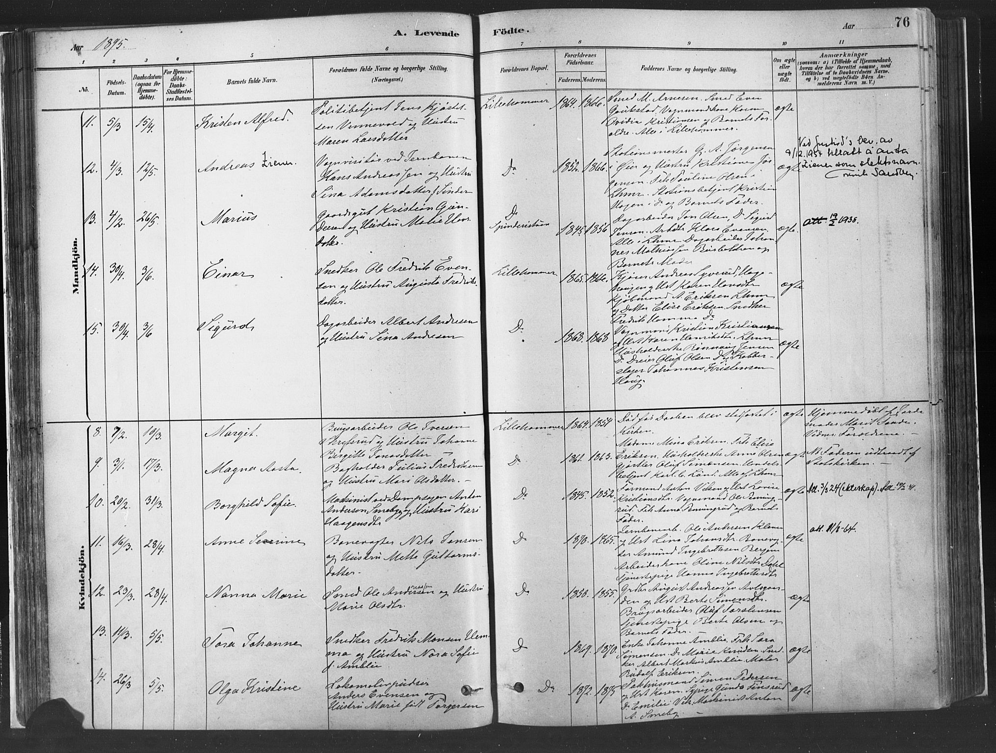 Fåberg prestekontor, SAH/PREST-086/H/Ha/Haa/L0010: Parish register (official) no. 10, 1879-1900, p. 76