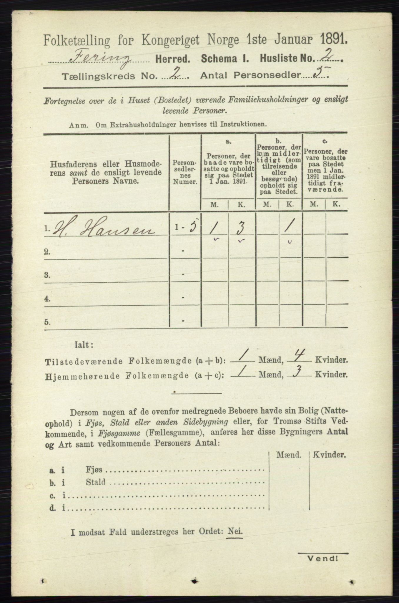 RA, 1891 census for 0240 Feiring, 1891, p. 671