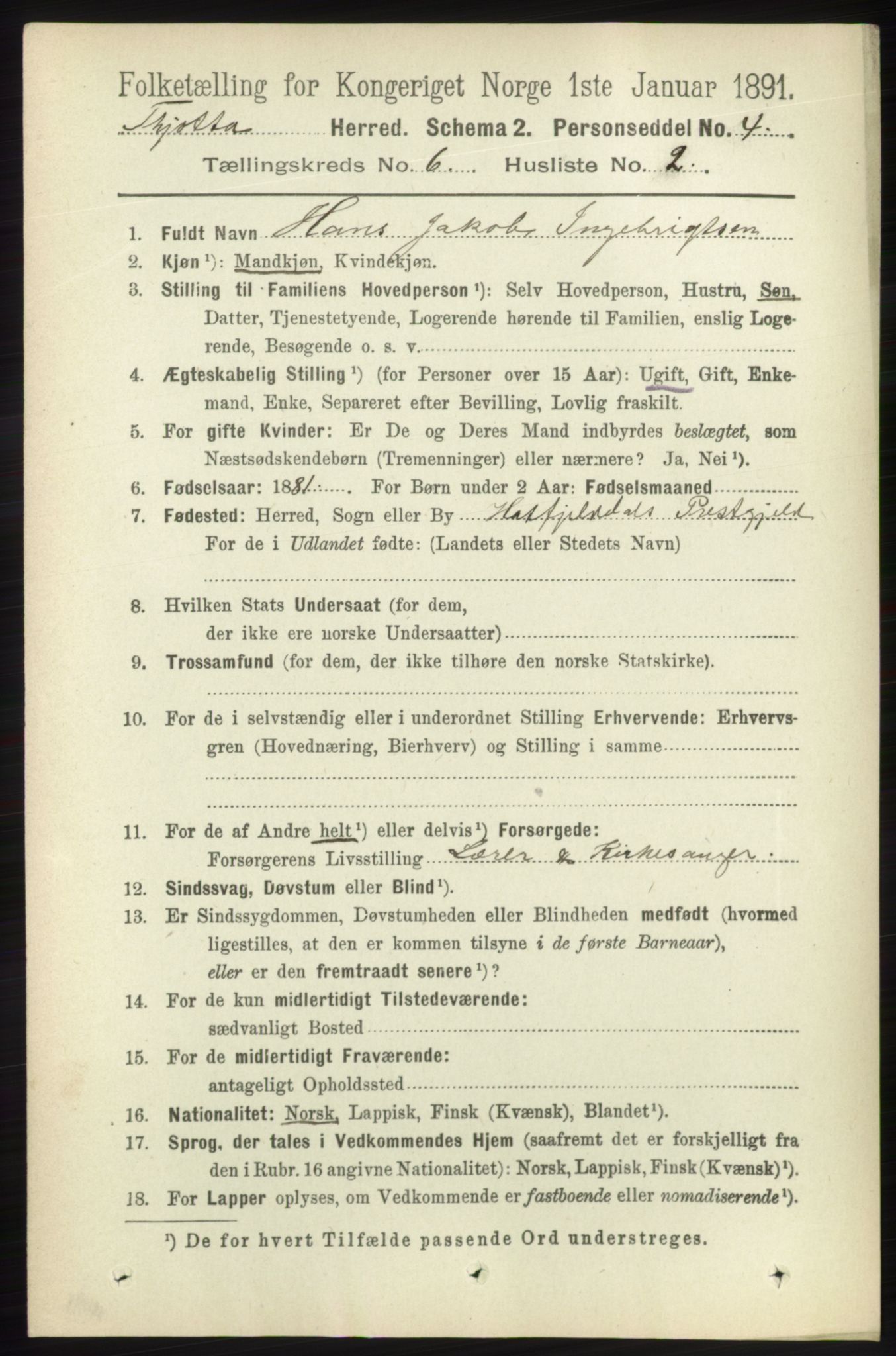 RA, 1891 census for 1817 Tjøtta, 1891, p. 2880