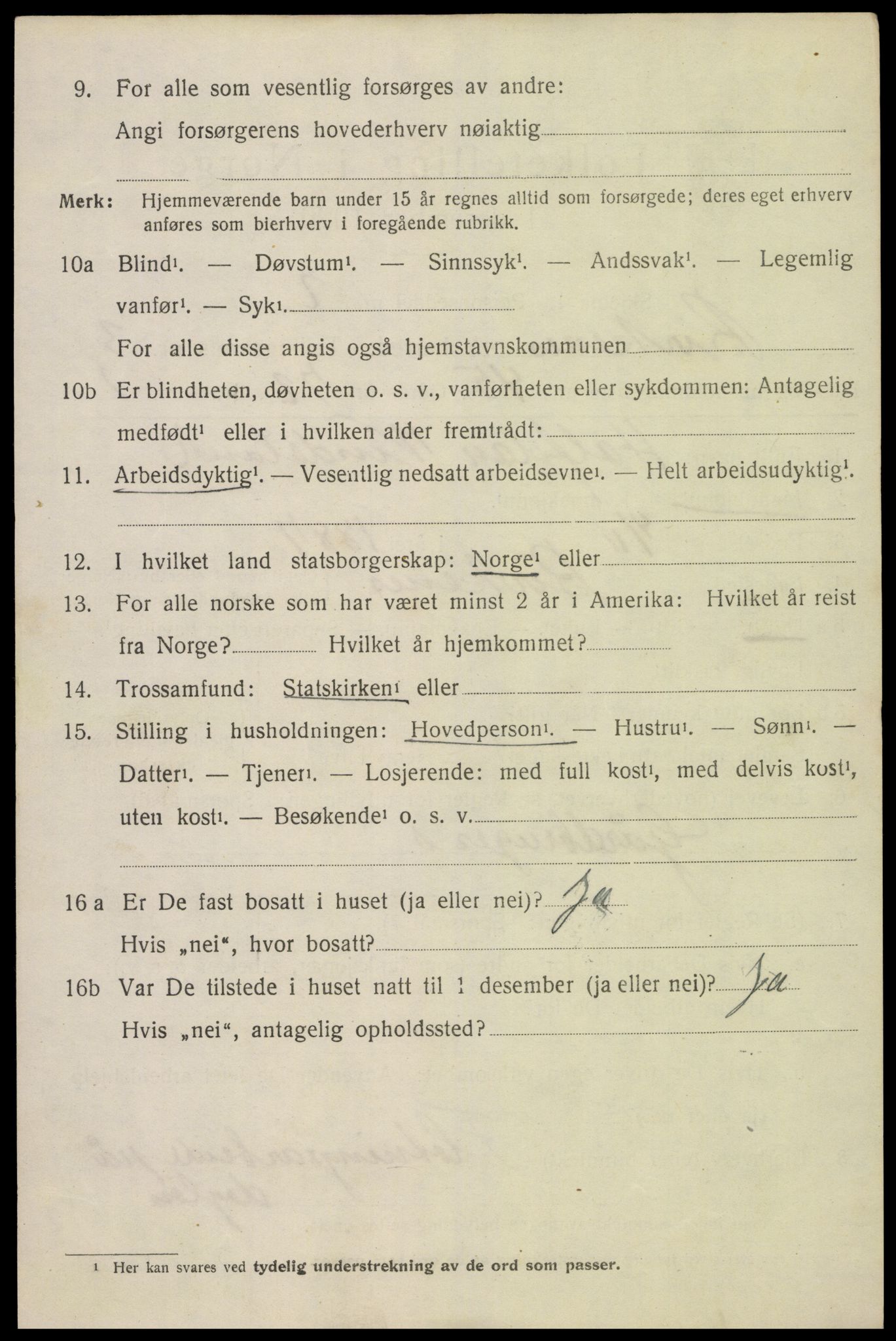 SAK, 1920 census for Birkenes, 1920, p. 1758